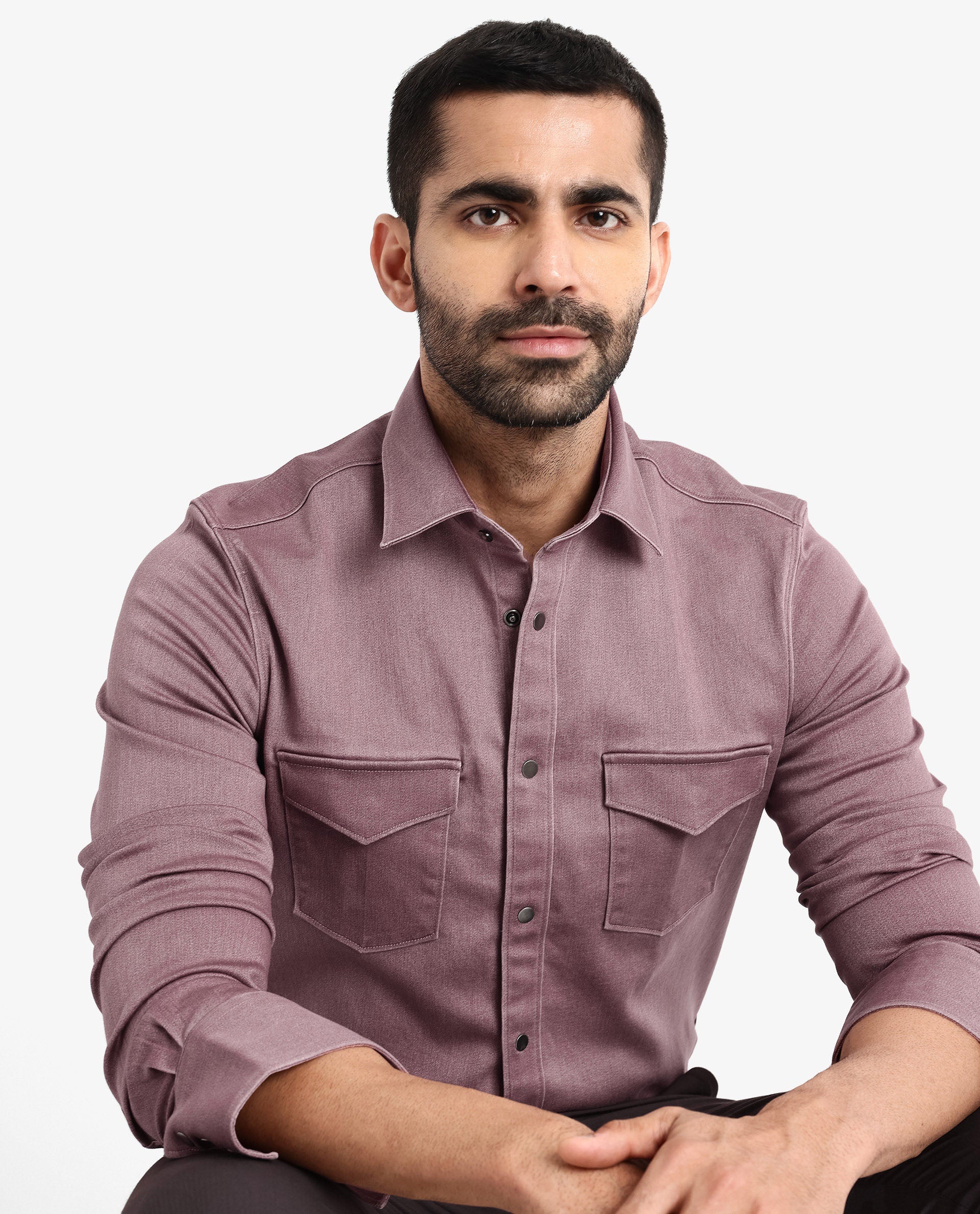 Rare Rabbit Men Xenor Dusky Pink Full Sleeve Regular Fit Two Front Pocket Button Closure Twill Shirt