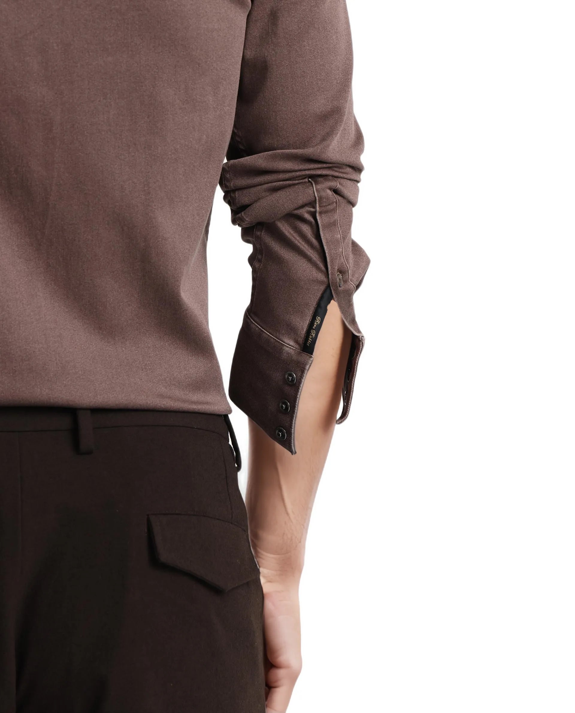 Rare Rabbit Men Xenor Brown Full Sleeve Collared Neck Button Closure Plain Shirt