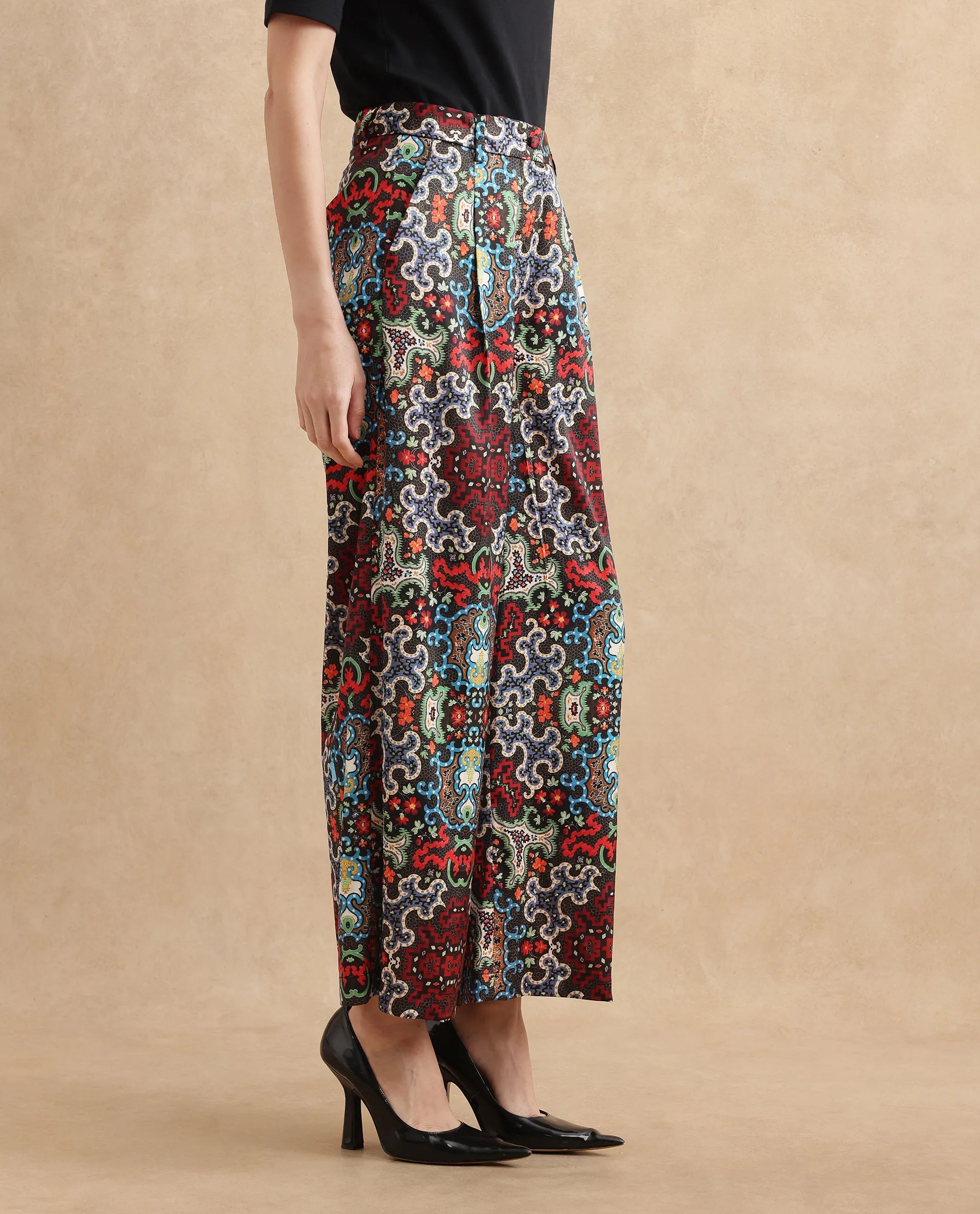 Rareism Women Xiu Dark Multi Na Trouser