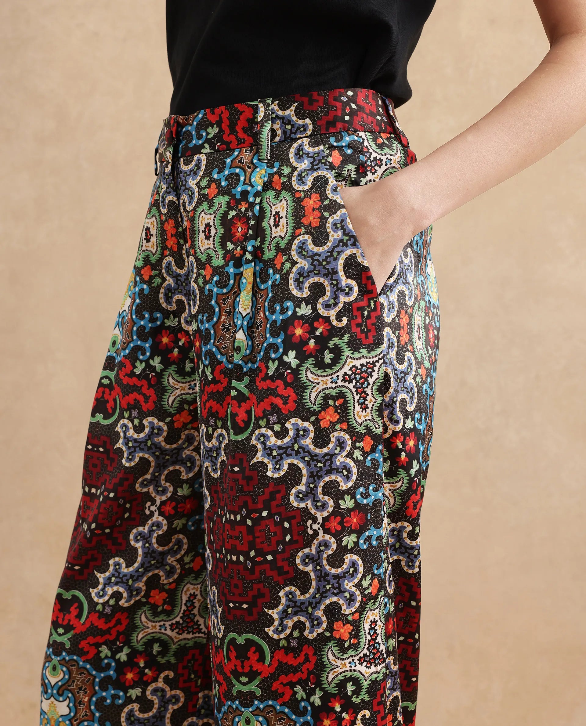 Rareism Women Xiu Dark Multi Na Trouser