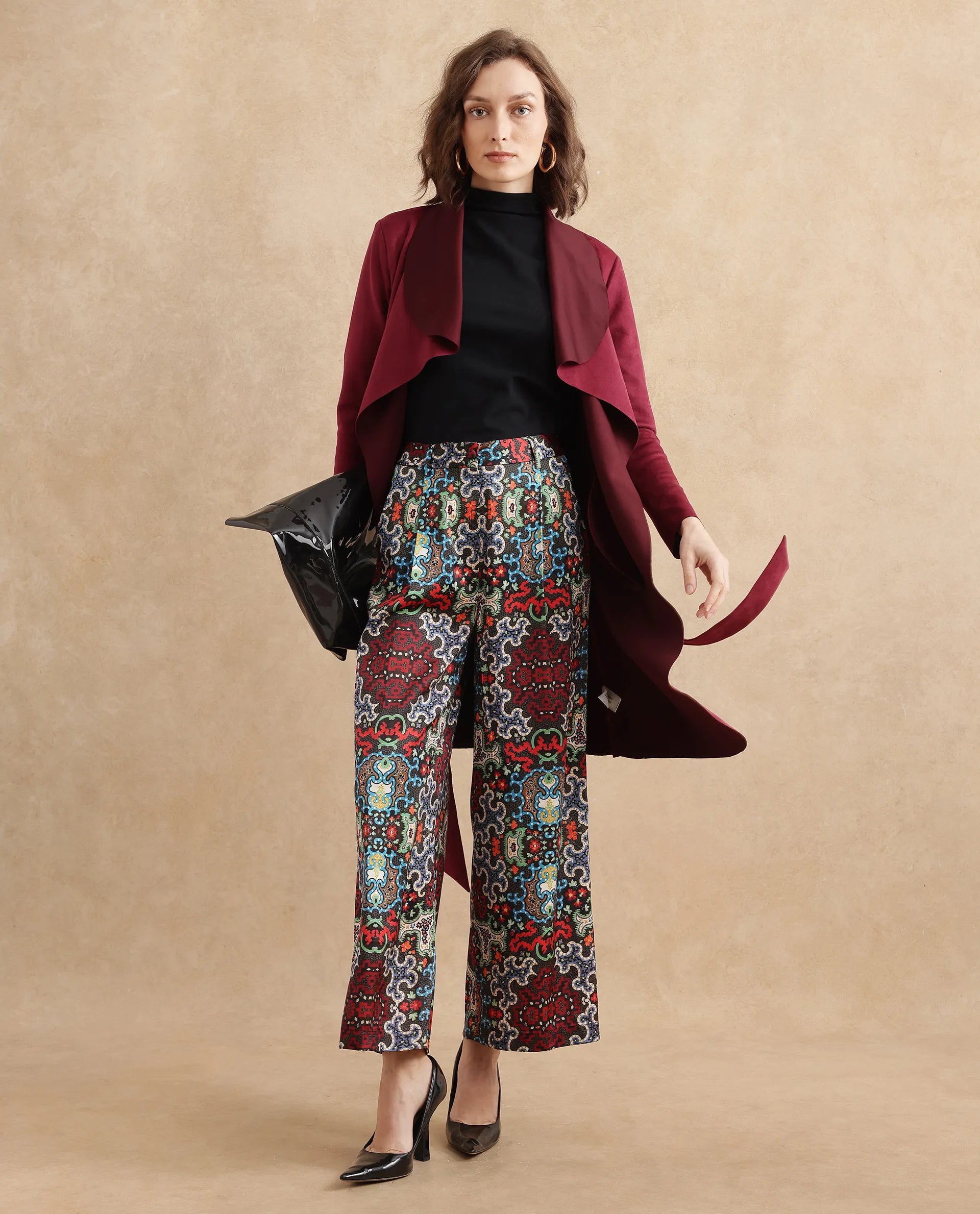 Rareism Women Xiu Dark Multi Na Trouser