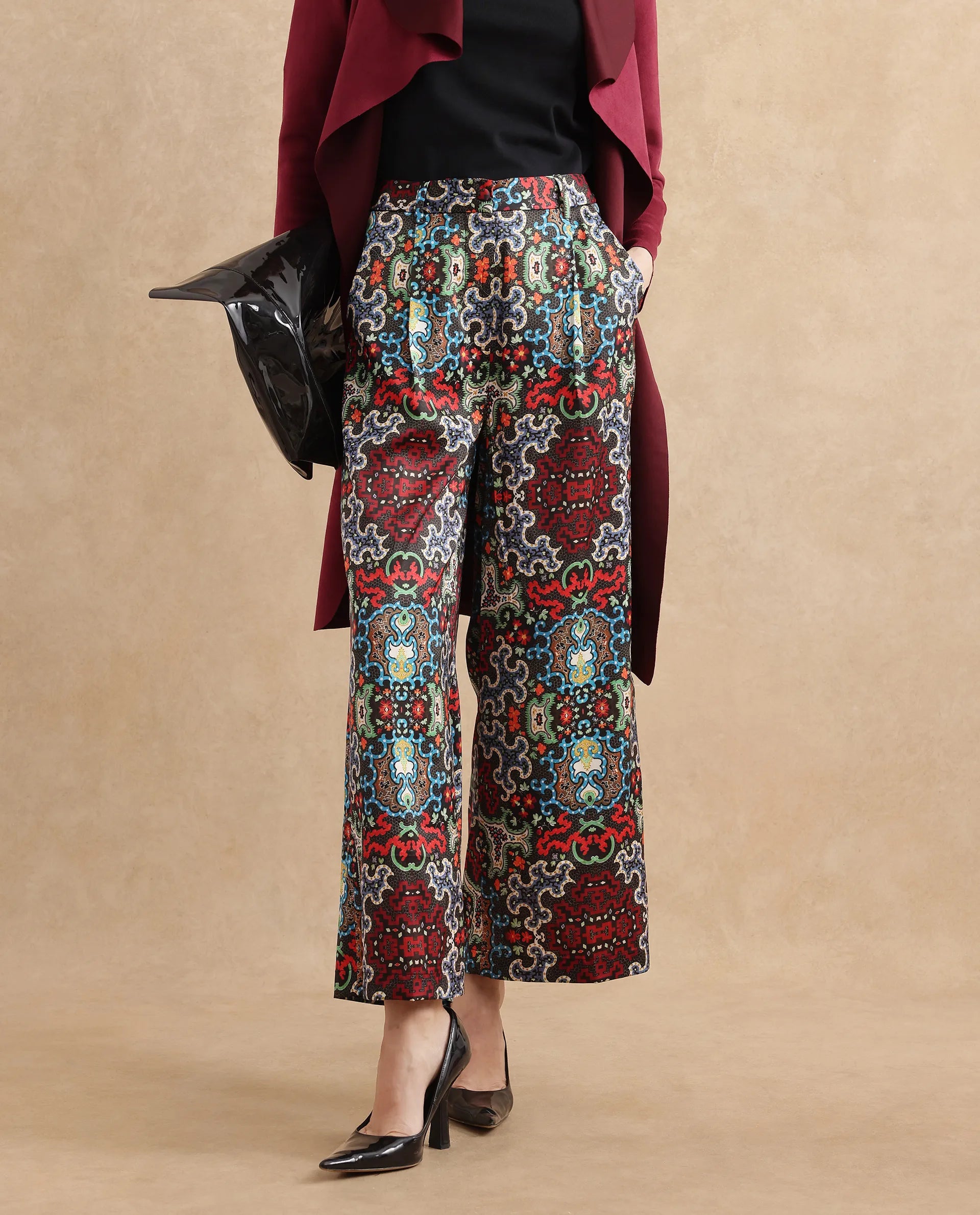 Rareism Women Xiu Dark Multi Na Trouser