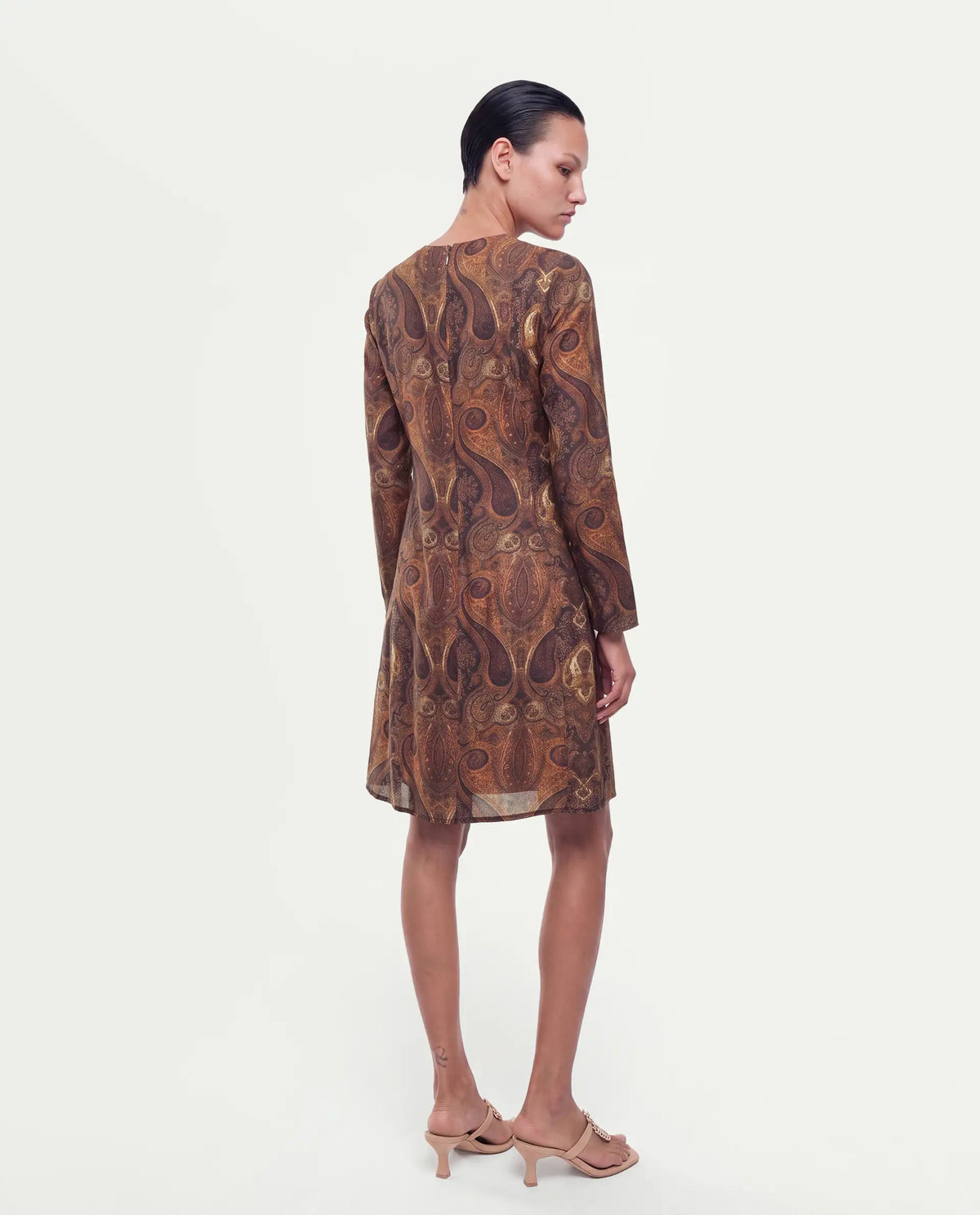 Rareism Women's Xystus Multi Viscose Blend Crew Neck Shift Paisley Dress