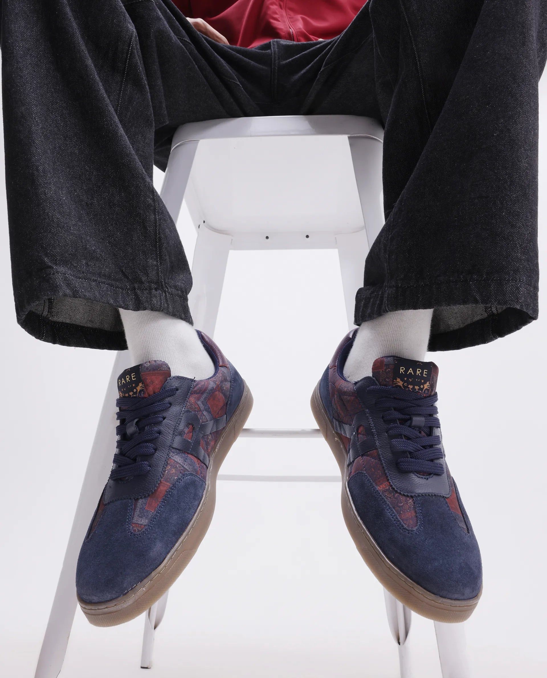 Rare Rabbit Men Yarn Dark Blue Leather Lace-Up Closure Shoes