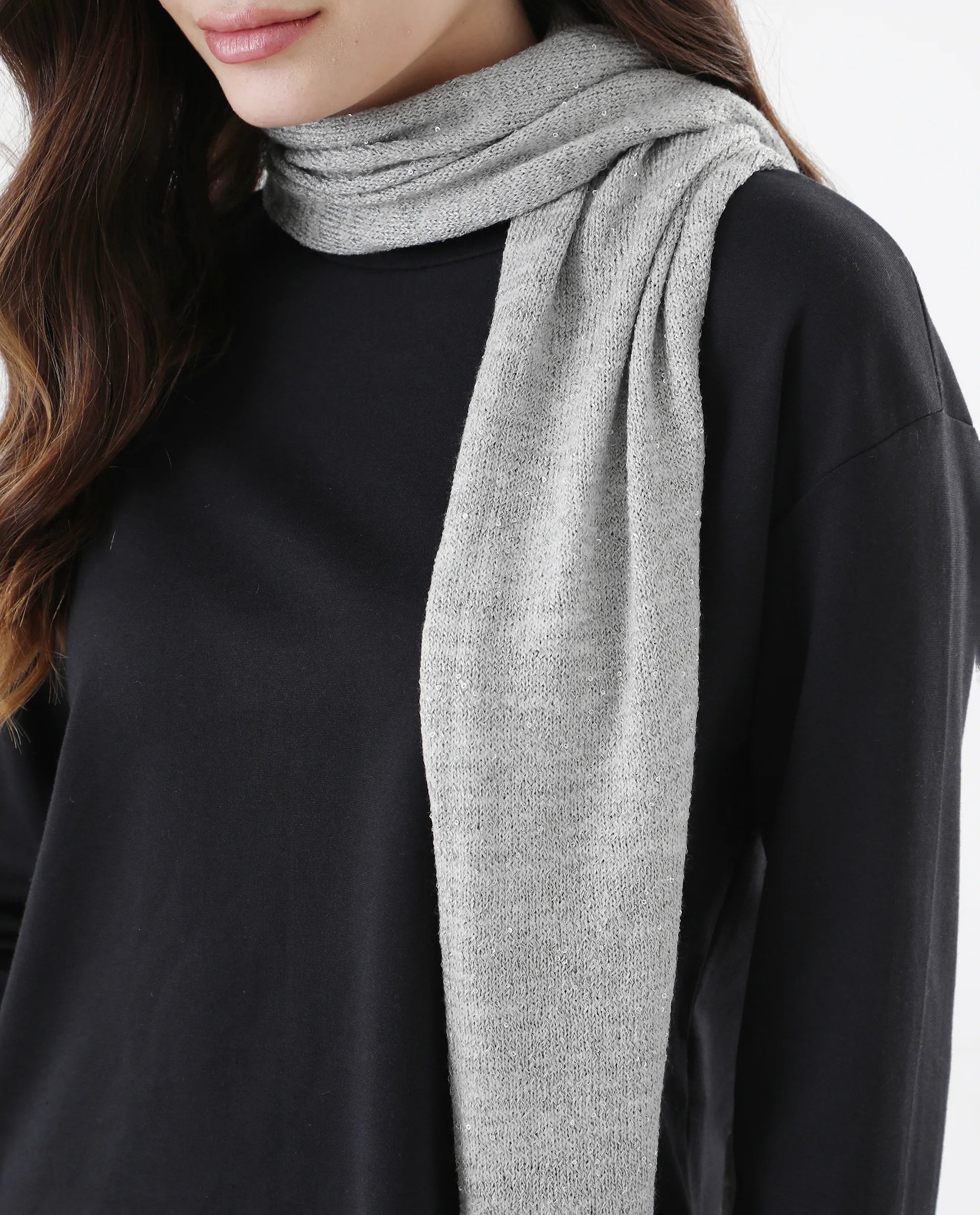 Rareism Women Yemen Dark Grey Plain Muffler