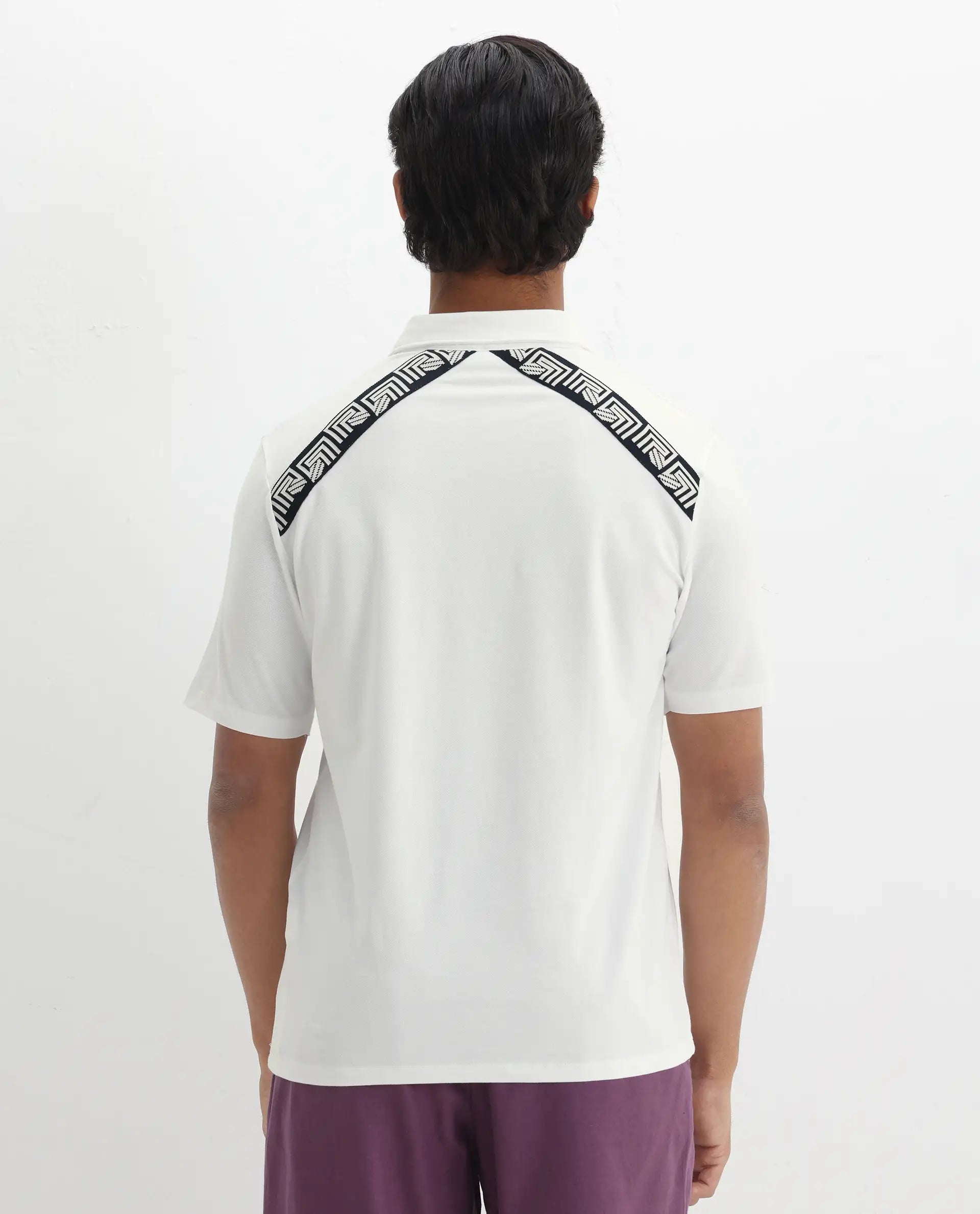 Rare Rabbit Men's Yobo White Plain Regular Fit Half Sleeve Polo