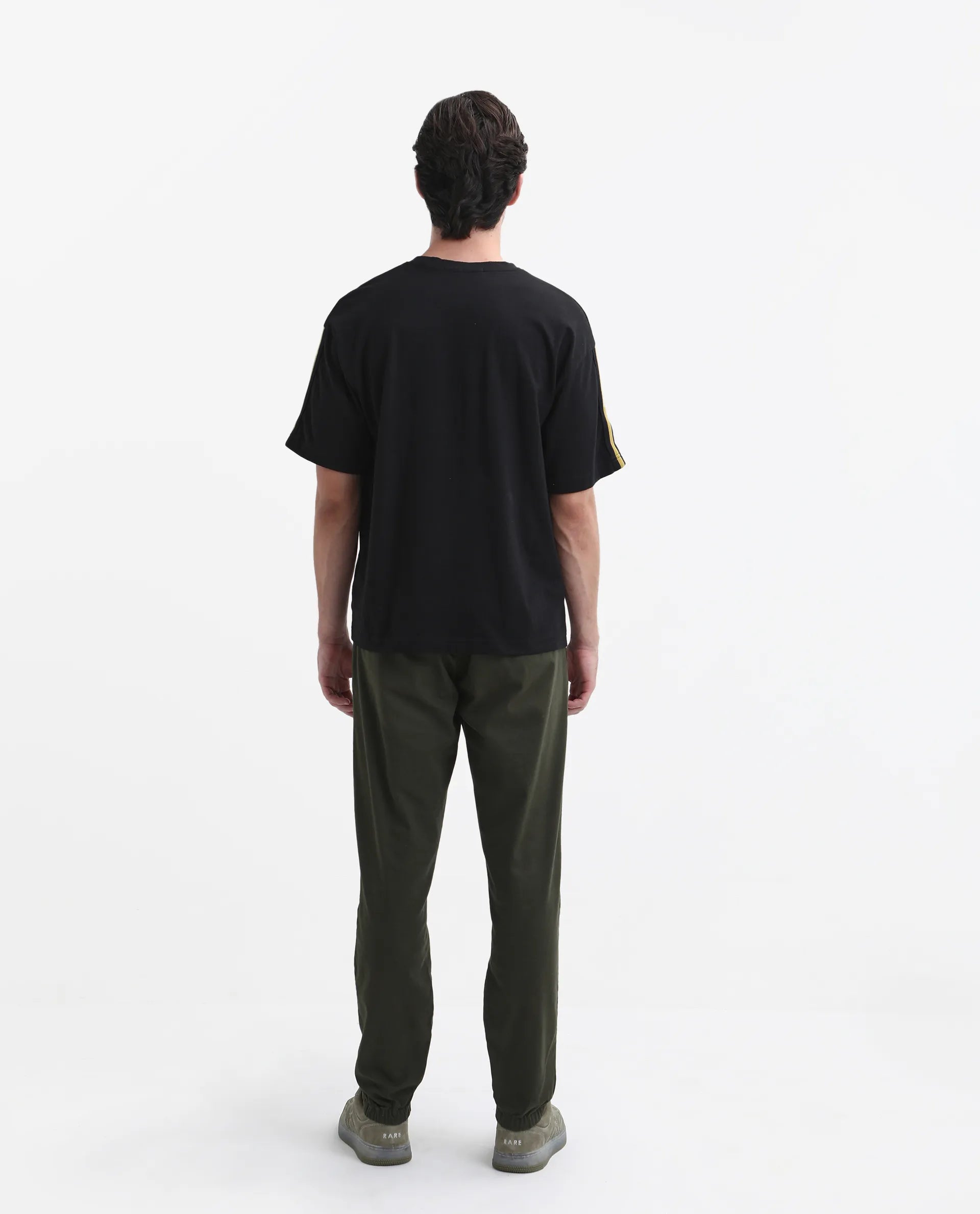 Rare Rabbit Men's Zade - Olive Cotton Plain Regular Fit Trouser