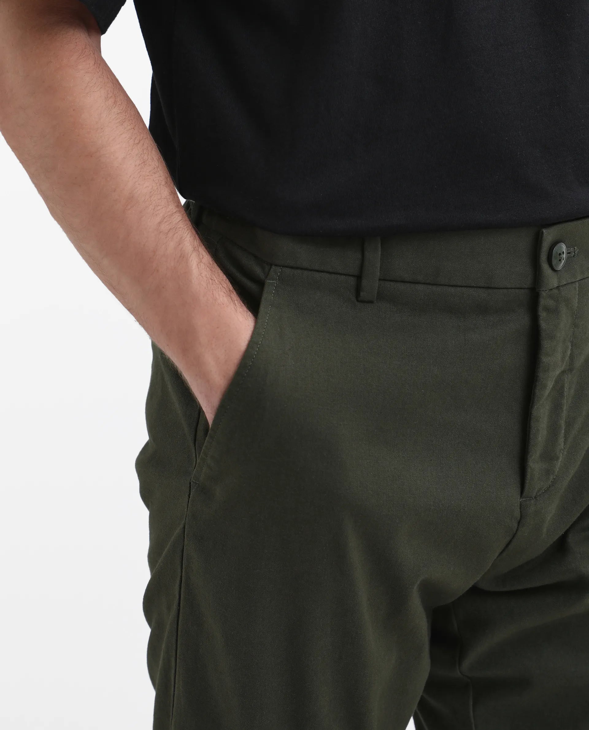 Rare Rabbit Men's Zade - Olive Cotton Plain Regular Fit Trouser