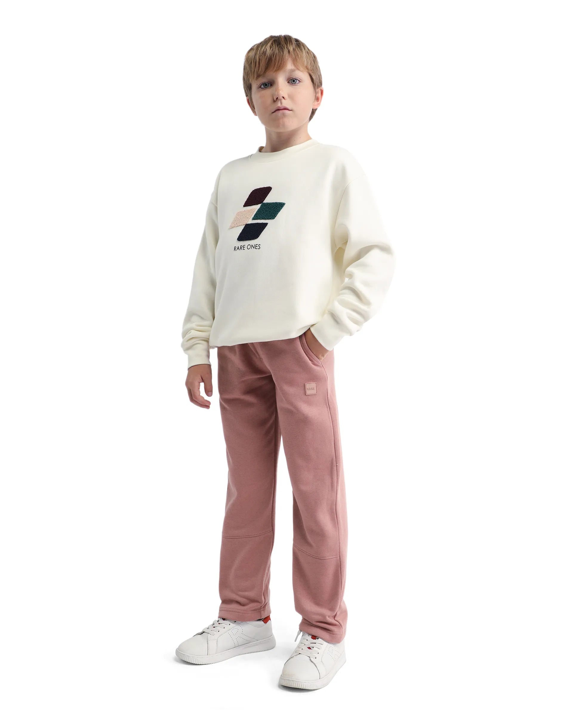 Rare Ones Kids Zaid-B Dusky Pink Cotton Blend Plain Regular Fit Trackpant