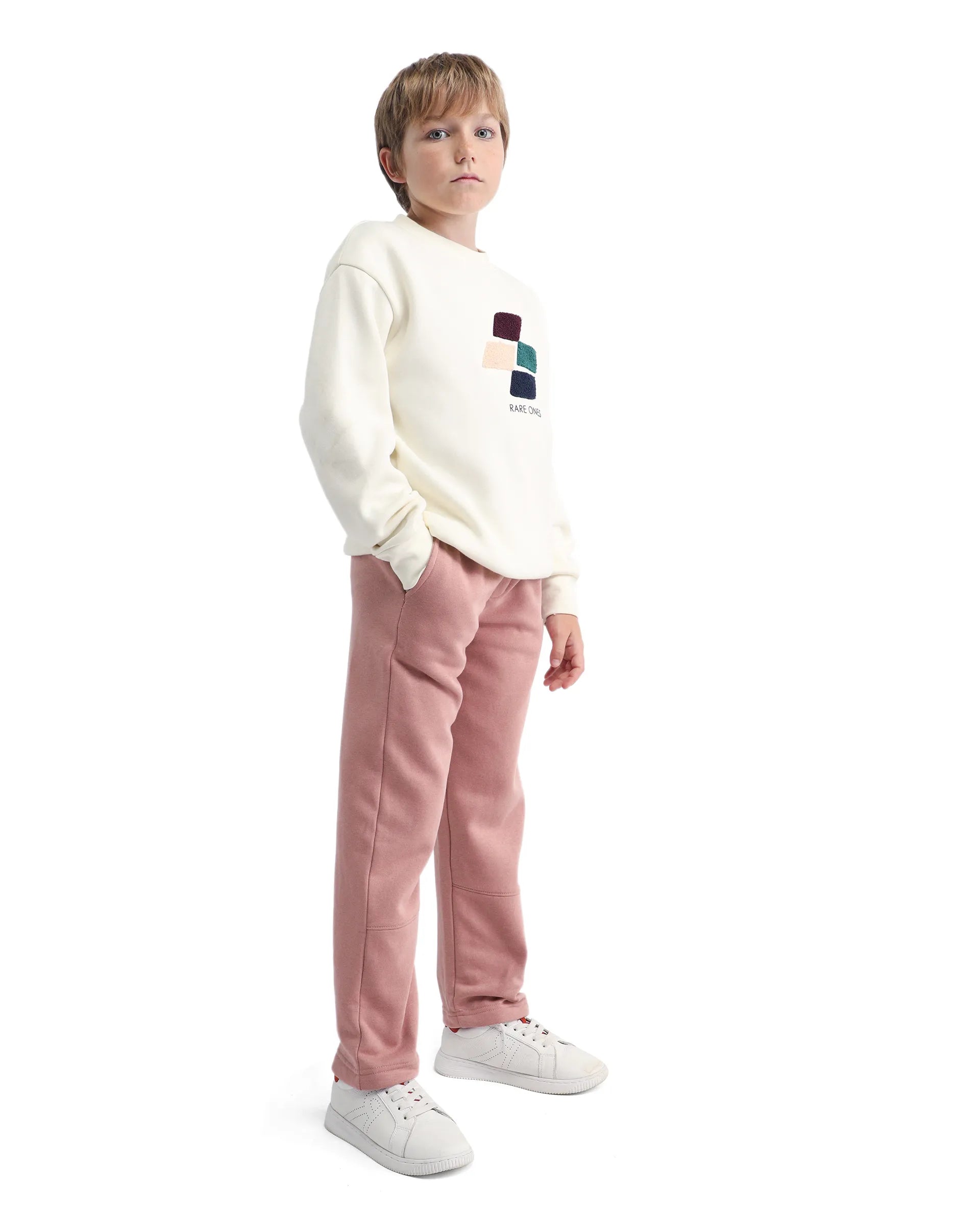 Rare Ones Kids Zaid-B Dusky Pink Cotton Blend Plain Regular Fit Trackpant