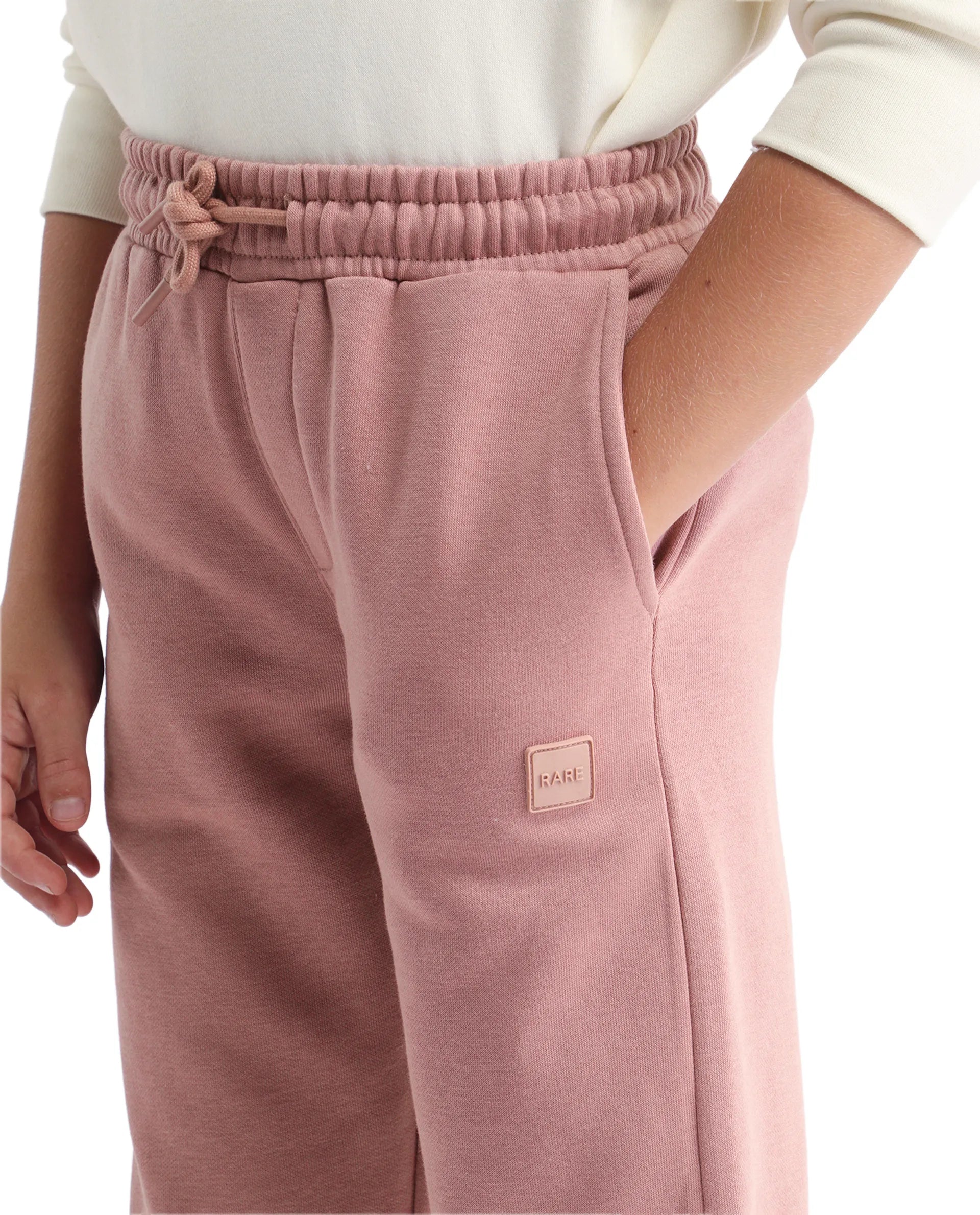 Rare Ones Kids Zaid-B Dusky Pink Cotton Blend Plain Regular Fit Trackpant