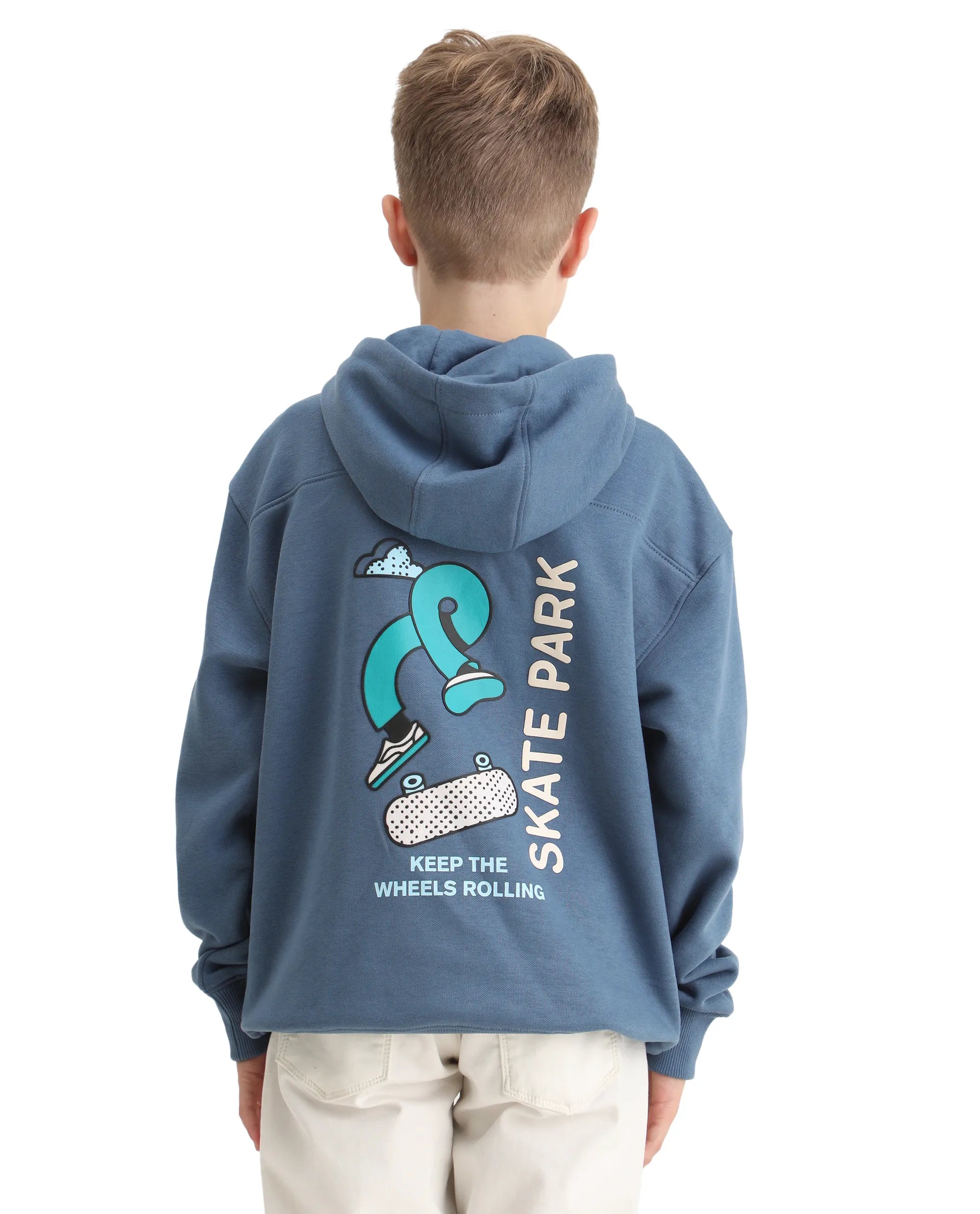Rare Ones Kids Zaid Dusky Blue Cotton Blend Hd Print Oversized Sweatshirt