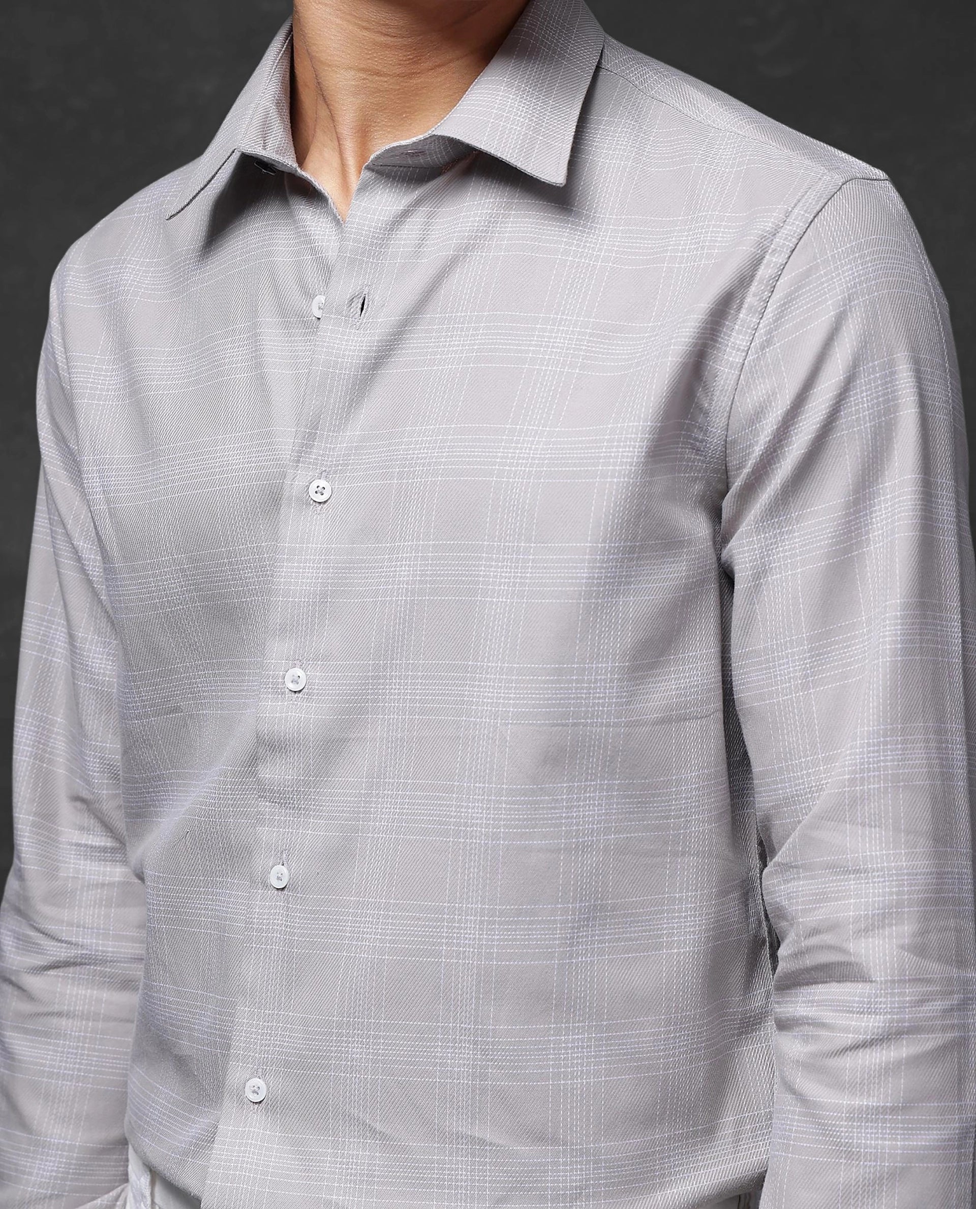 Rare Rabbit Men Zana Dusky Beige Full Sleeve Collared Neck Button Closure Regular Fit Checks Shirt