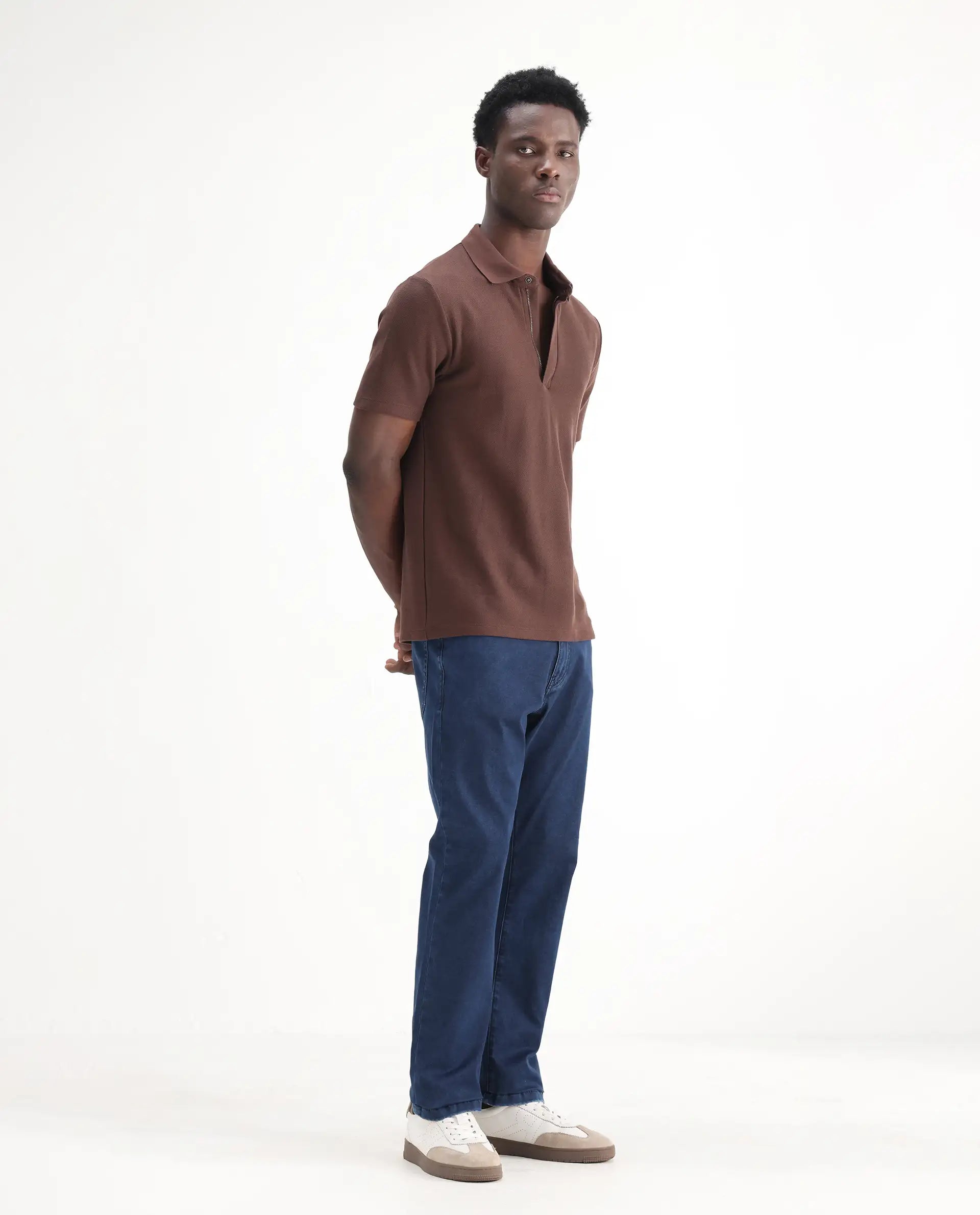 Rare Rabbit Men's Zane Dark Blue Cotton Plain Morris Regular Fit Jeans