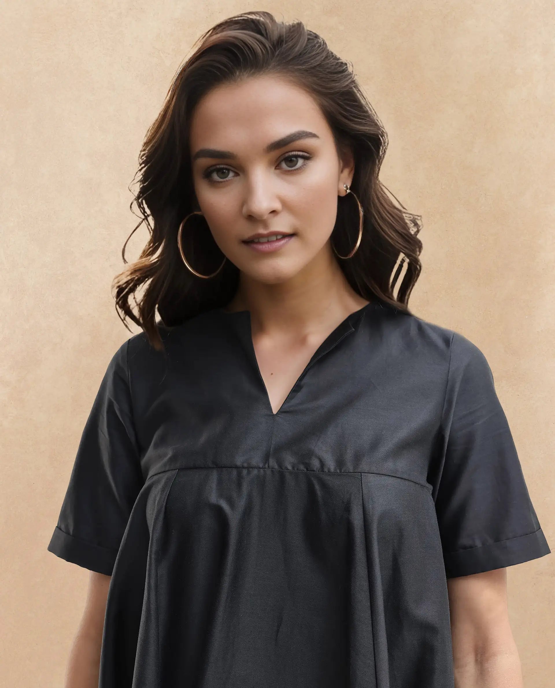 Rareism Women's Zapon Black Cotton Blend Crew Neck Floral Print Knee Length Fit And Flare Dress