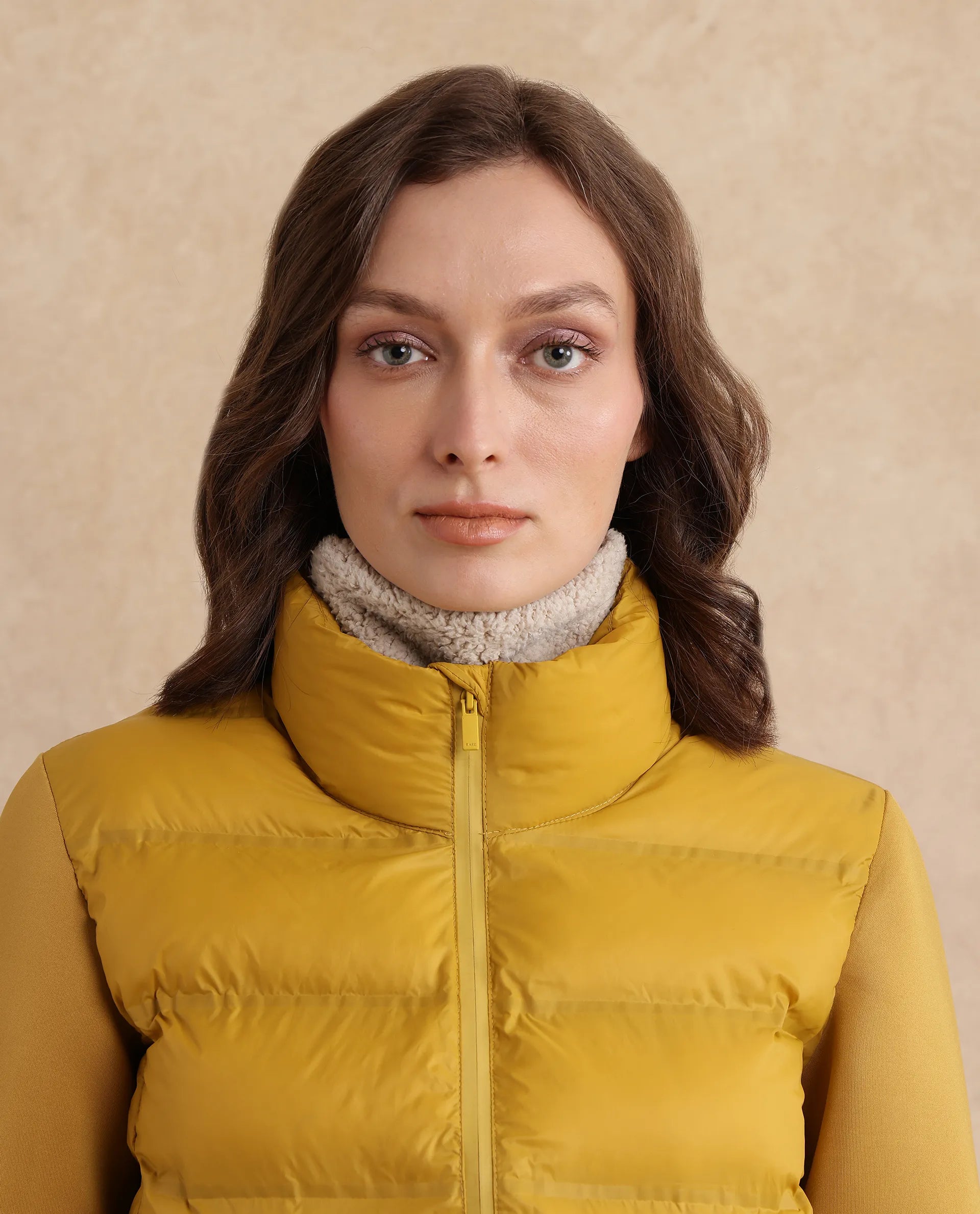 Rareism Women Zarcro Yellow Full Sleeve Stand Collar Zipper Closure Plain Jacket