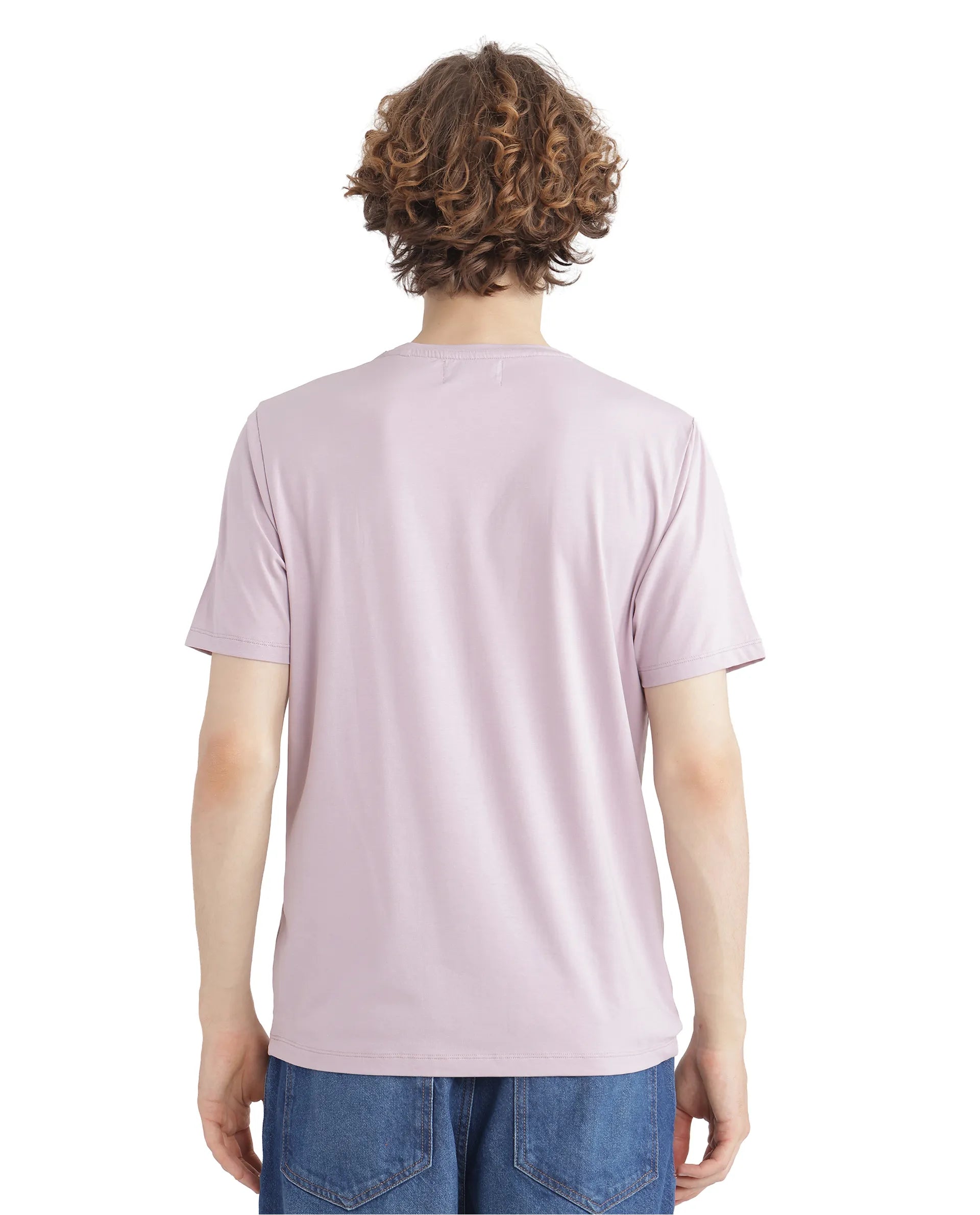 Rare Rabbit Men Zarf Dusky Pink Cotton Blend Fabric Short Sleeve Crew Neck Graphic Print T-Shirt