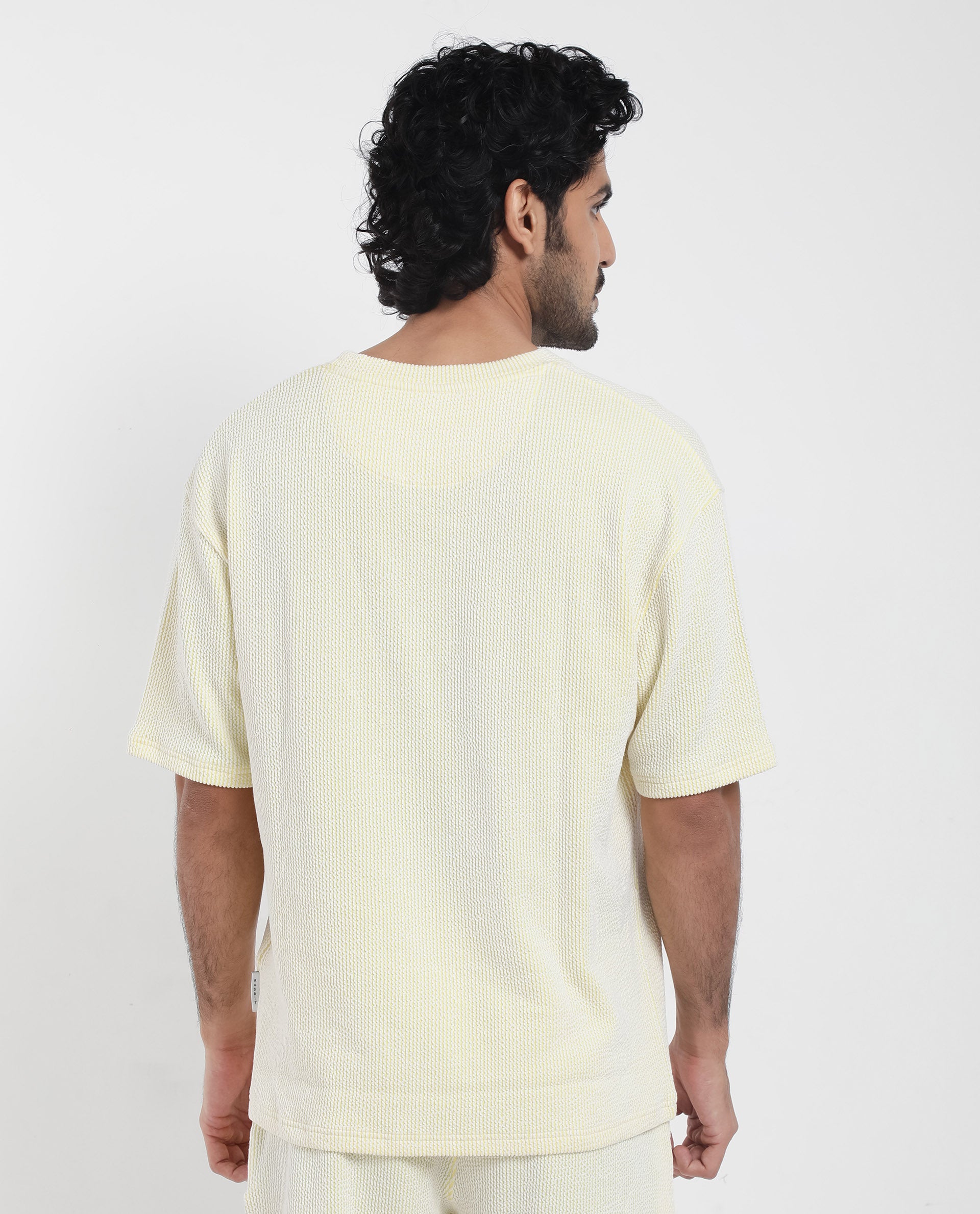 Rare Rabbit Men's Zavet-T Flouroscent Yellow Cotton Polyester Fabric Short Sleeves Crew Neck Oversized Fit T-Shirt