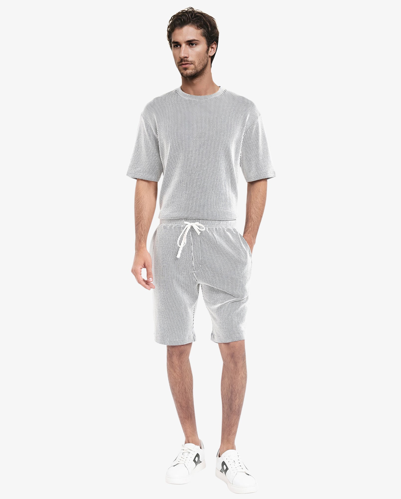 Rare Rabbit Men's Zavet-B Black Cotton Polyester Fabric Knee Length Regular Fit Self Stripe Textured Shorts