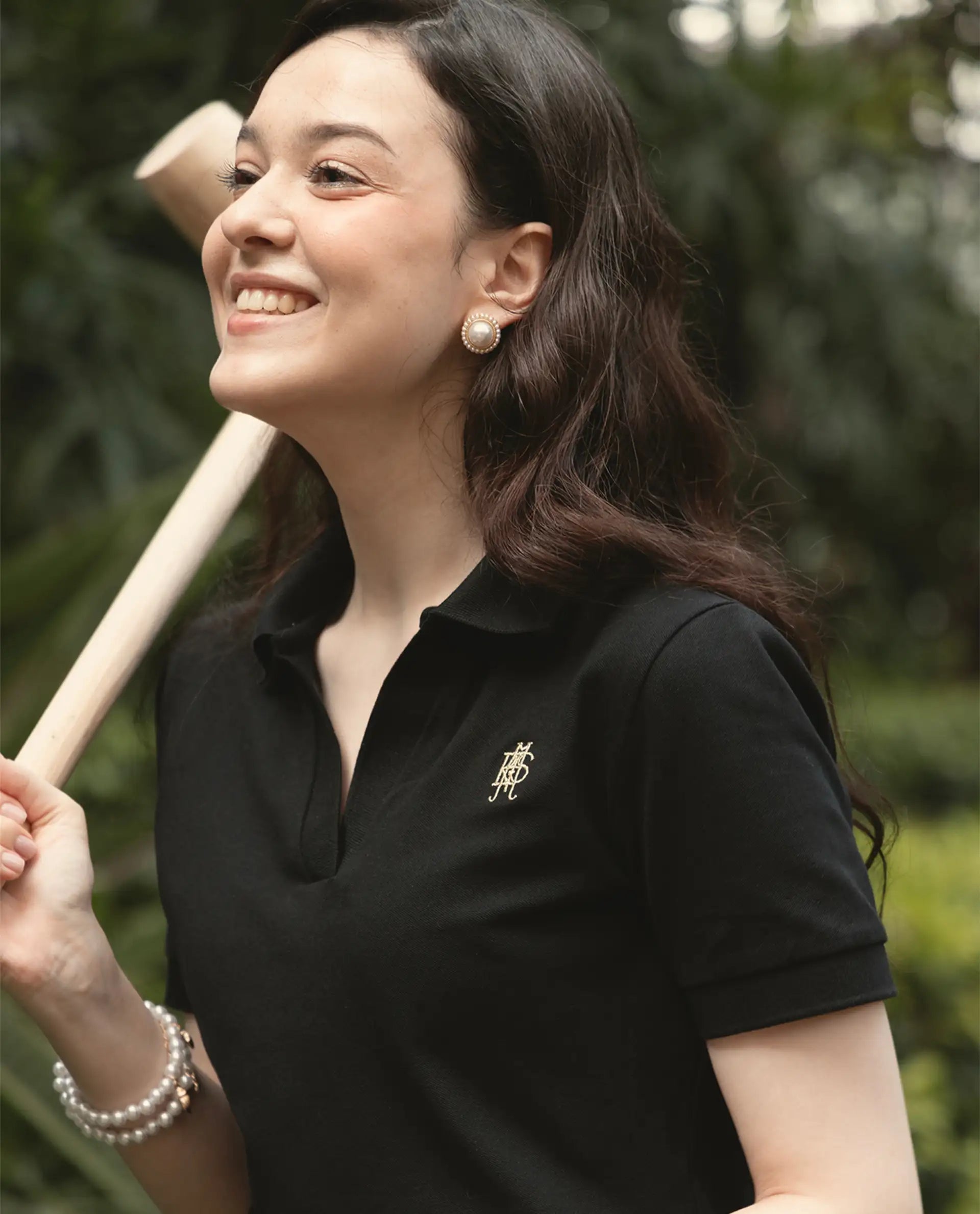 Rareism Women's Zavin Black Cotton Blend Half Sleeve Regular Fit Plain Polo