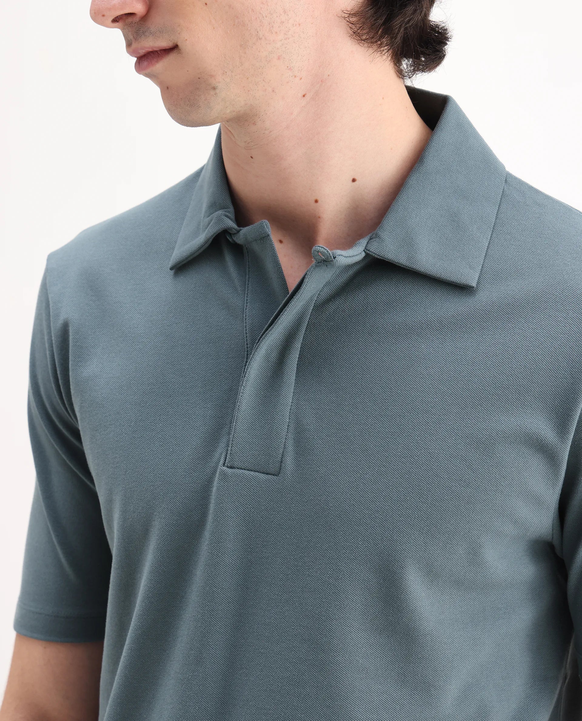 Rare Rabbit Men's Zeni Dusky Green Cotton Plain Regular Fit Half Sleeve Polo