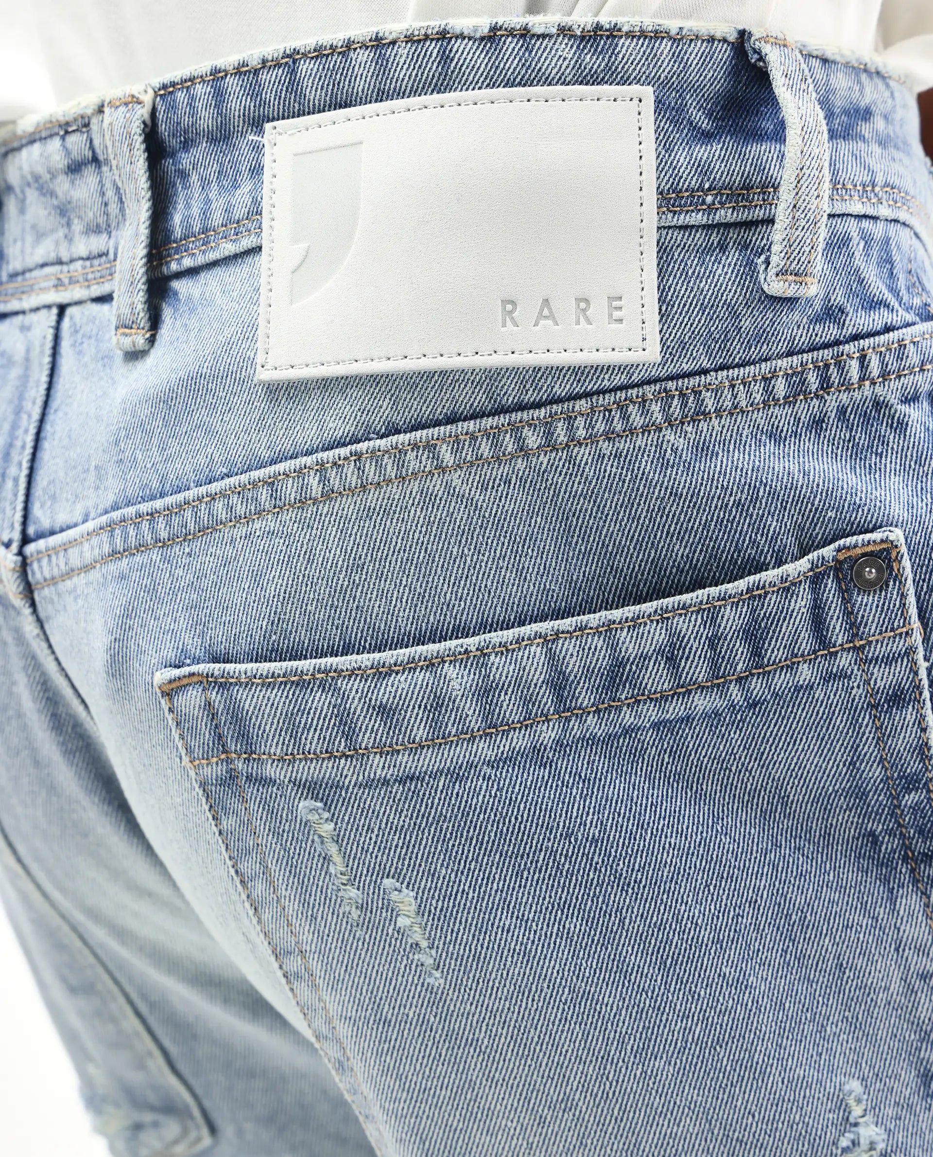 Rare Rabbit Men's Zeret Pastel Blue Cotton Plain Baggy Fit Jeans