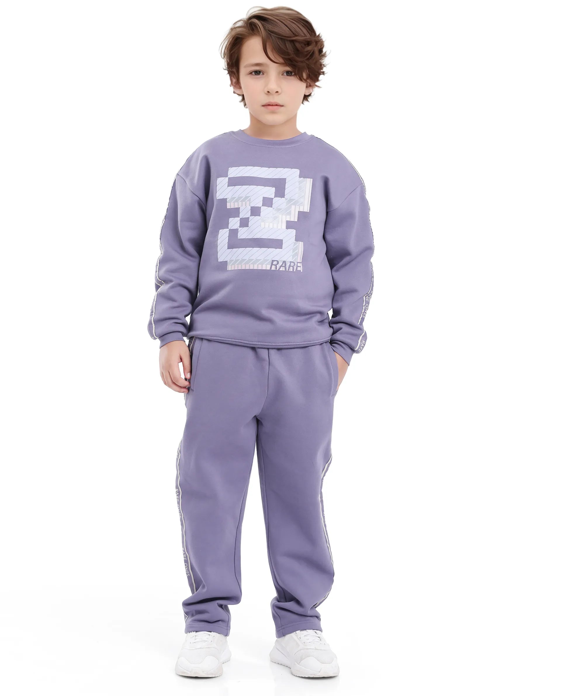 Rare Ones Kids Zet Light Purple Cotton Poly Full Sleeve Puff Print Sweatshirt