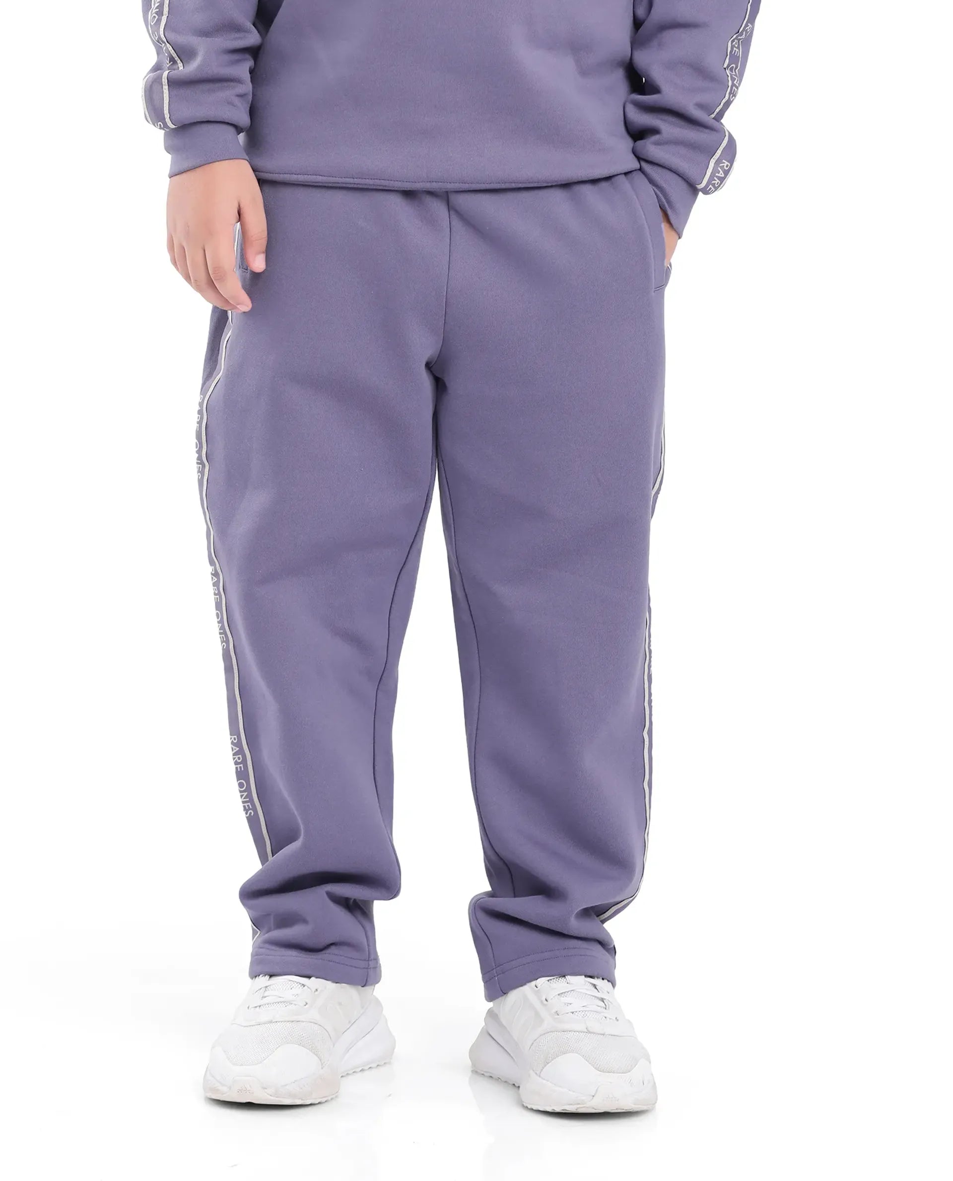Rare Ones Kids Zeto Light Purple Cotton Poly Applique Drawstring Closure Trackpant