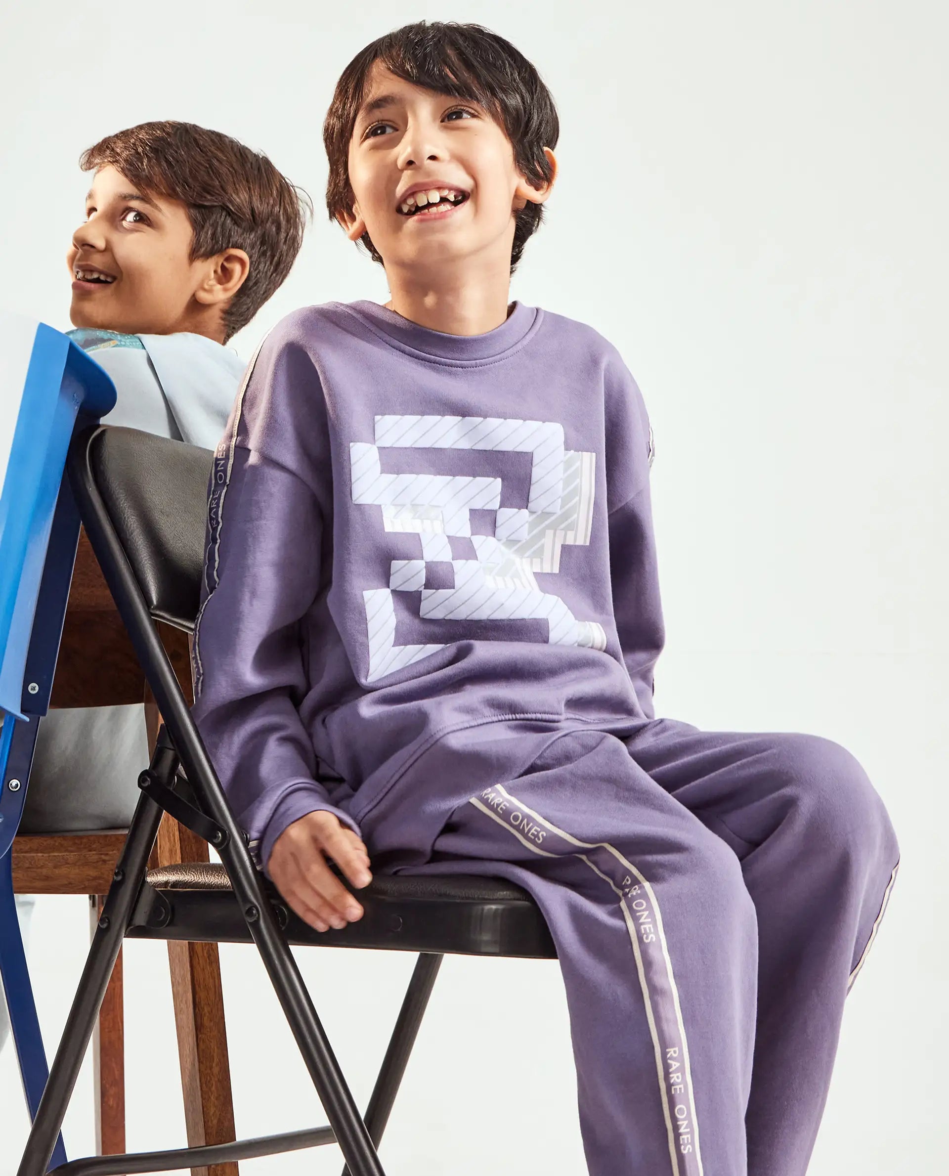 Rare Ones Kids Zeto Light Purple Cotton Poly Applique Drawstring Closure Trackpant