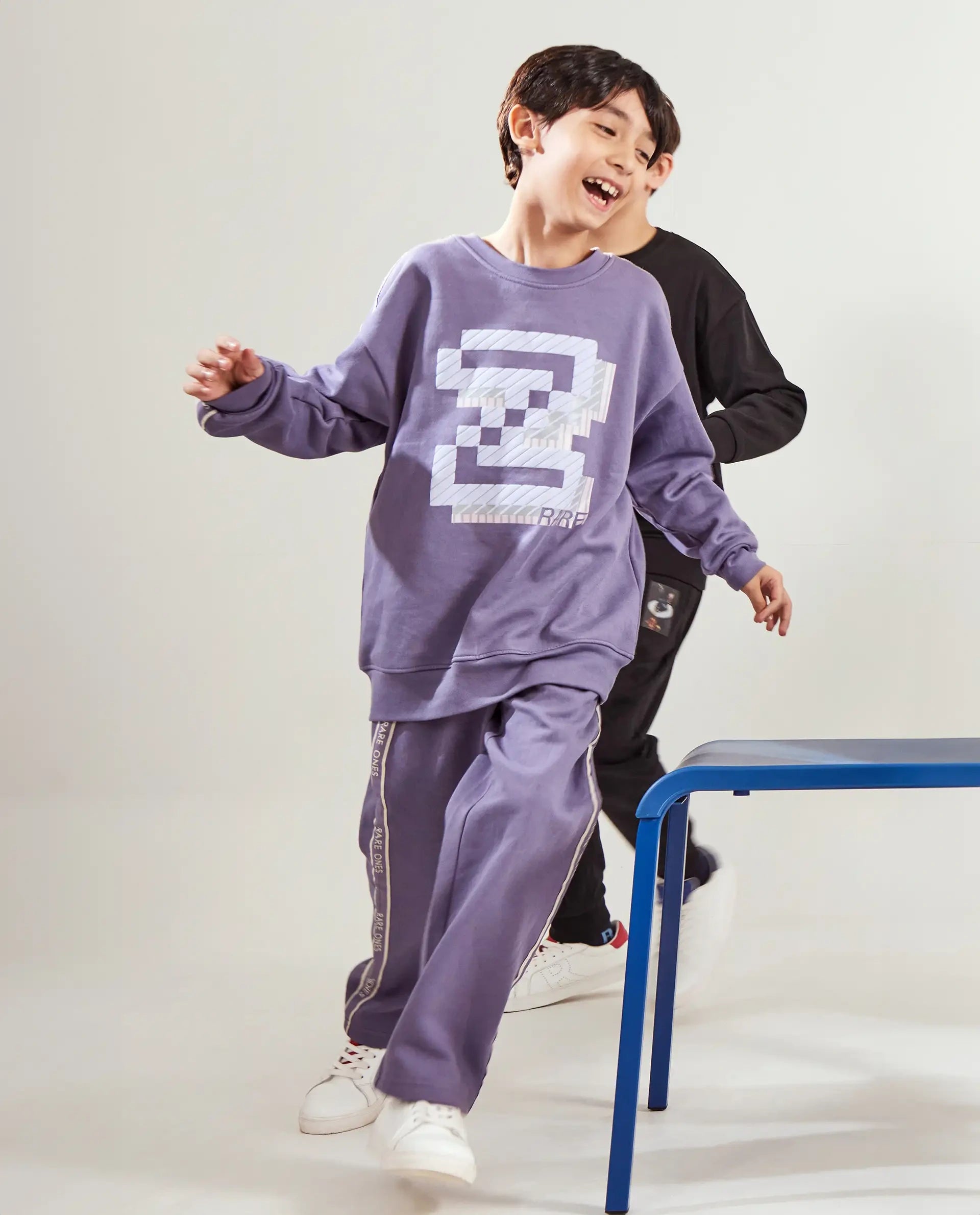 Rare Ones Kids Zet Light Purple Cotton Poly Full Sleeve Puff Print Sweatshirt