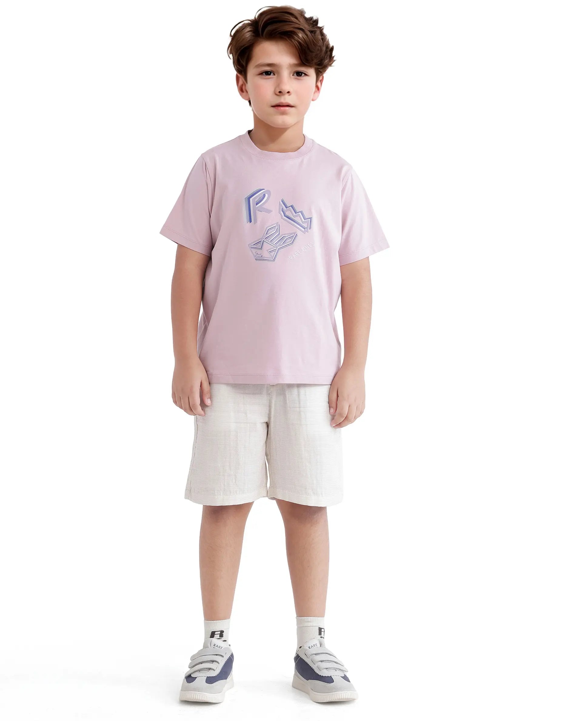 Rare Ones Kids Zeus Dusky Pink Cotton Blend Short Sleeve Crew Neck Print T-Shirt