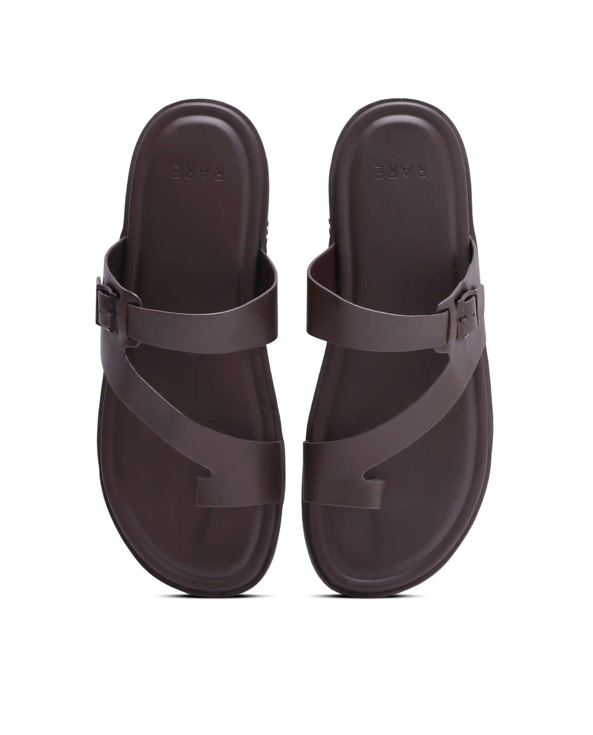 Rarez Men's Zeven Dark Wood Tan Leather Regular Sandal