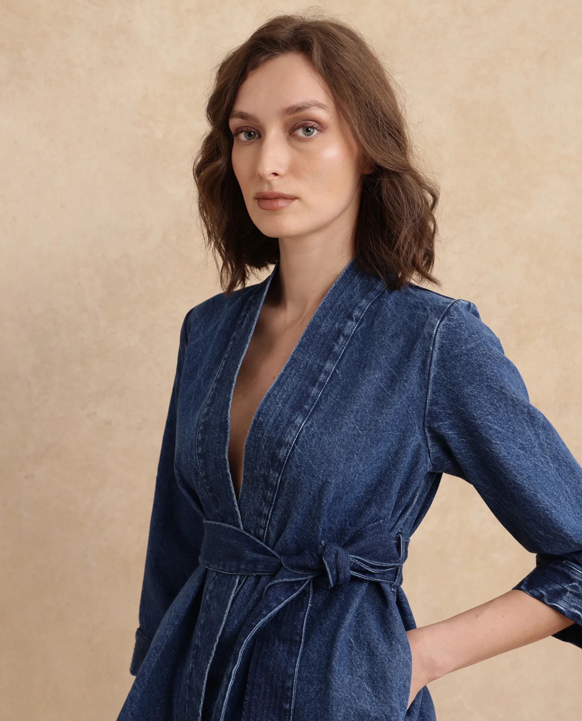 Rareism Women Zezo Blue Cotton Fabric Full Sleeve Regular Fit Plain Jacket