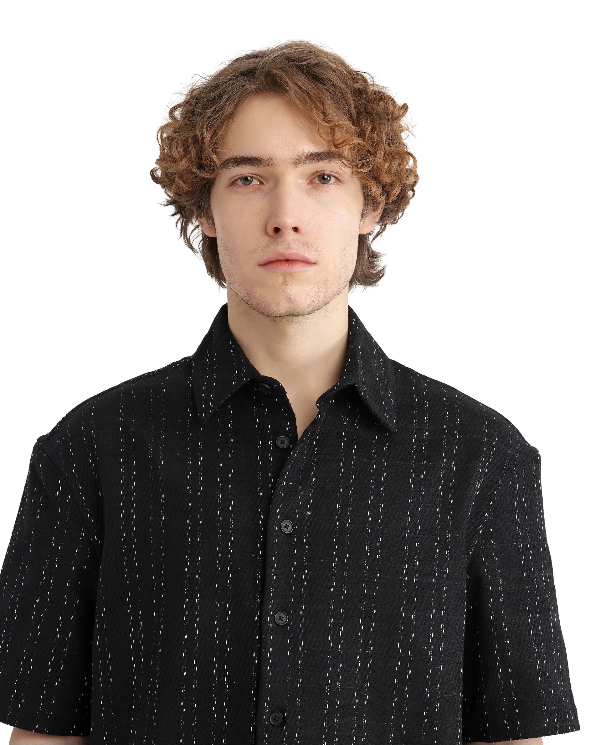 Rare Rabbit Men's Zhet Navy Cotton Fabric Short Sleeve Collared Neck Button Closure Printed Shirt