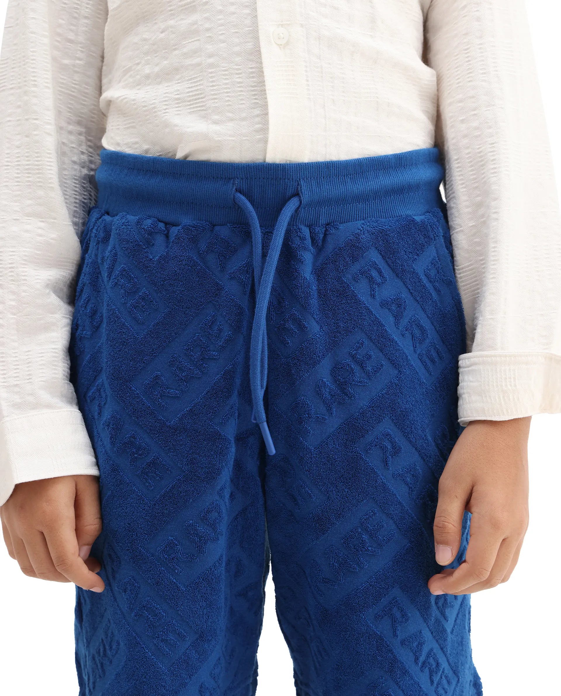 Rare Ones Kids Zilo-B Blue Cotton All Over Print Drawstring Closure Regular Fit Shorts