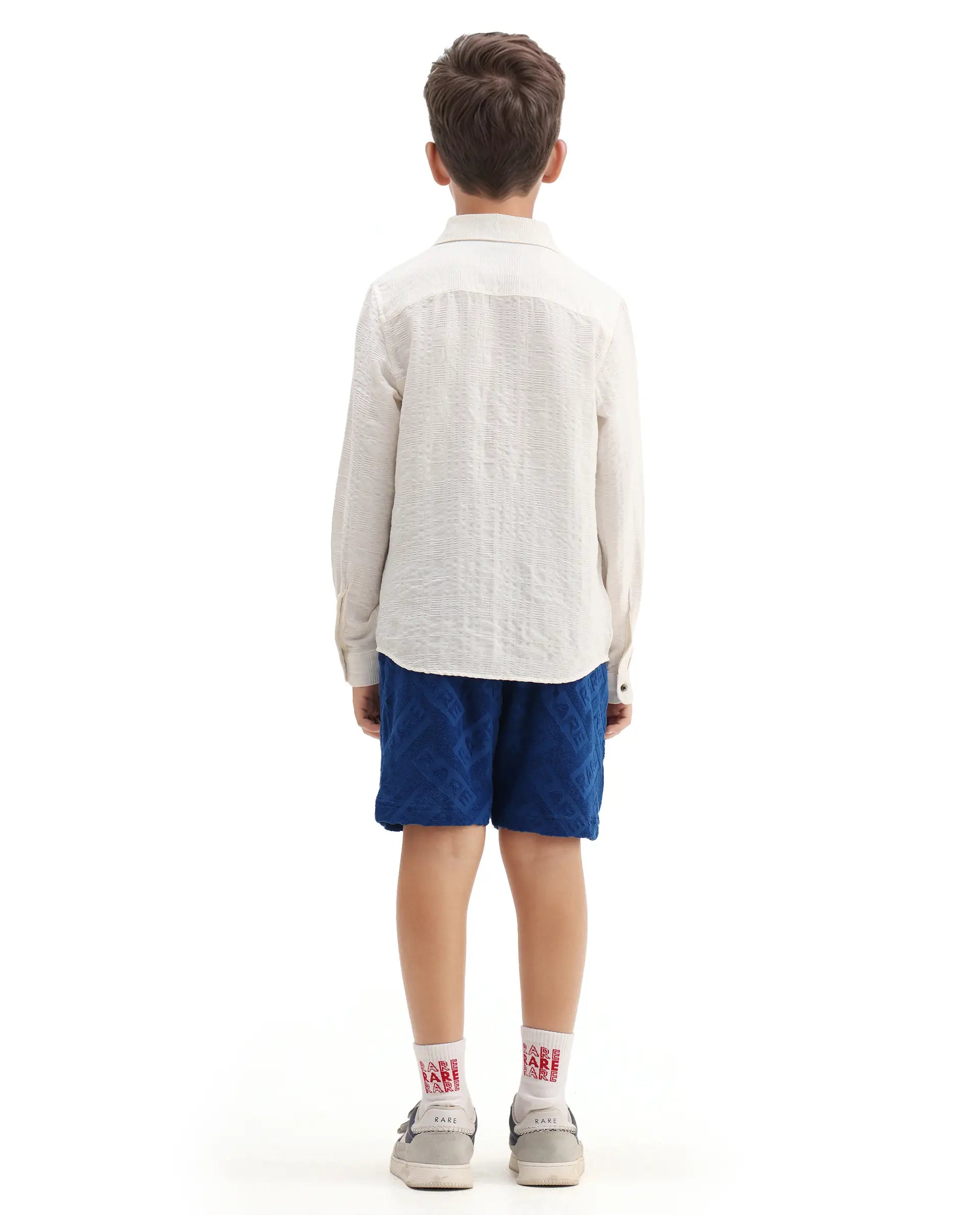 Rare Ones Kids Zilo-B Blue Cotton All Over Print Drawstring Closure Regular Fit Shorts