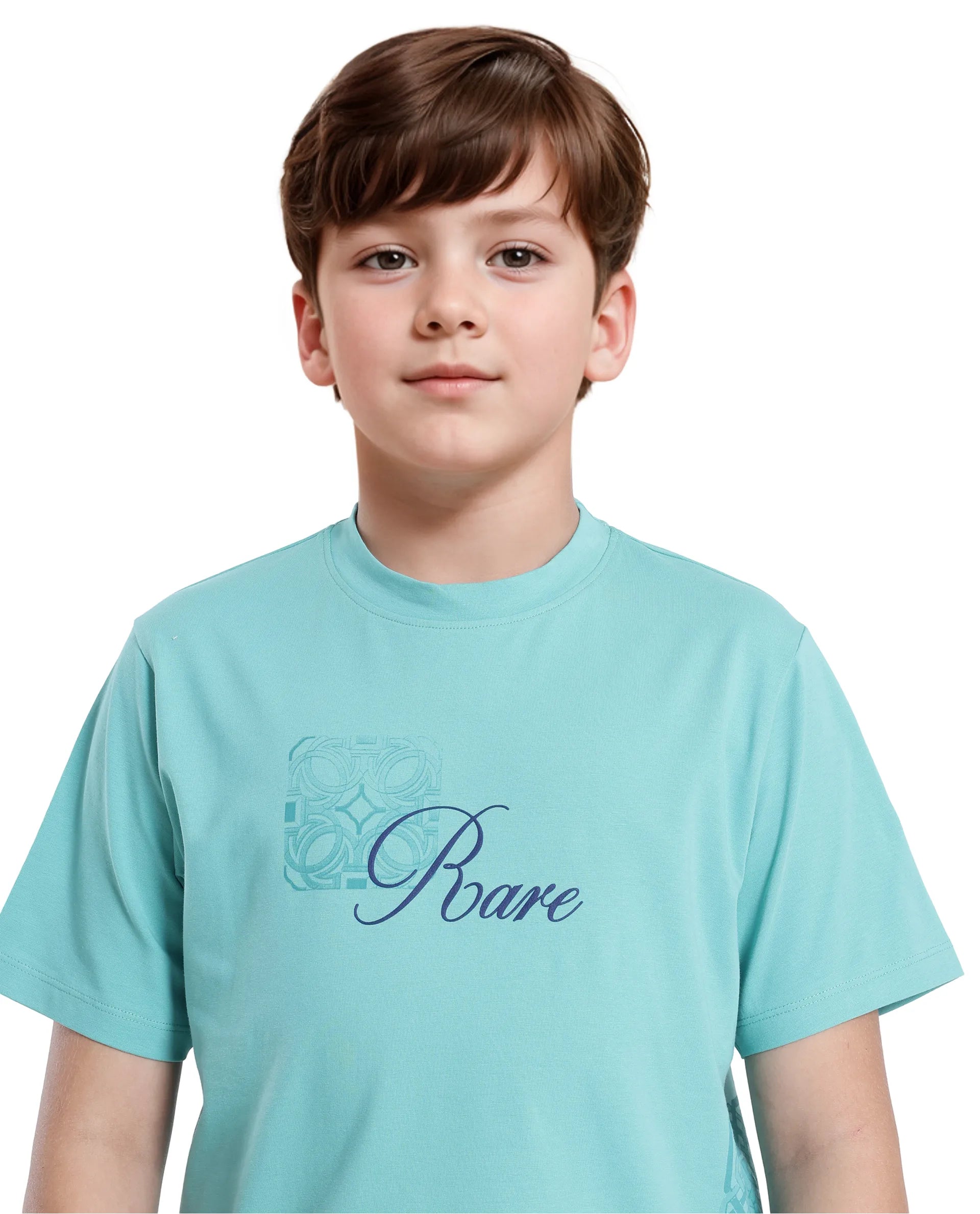 Rare Ones Kids Zilos Light Green Cotton Short Sleeve Crew Neck Print T-Shirt