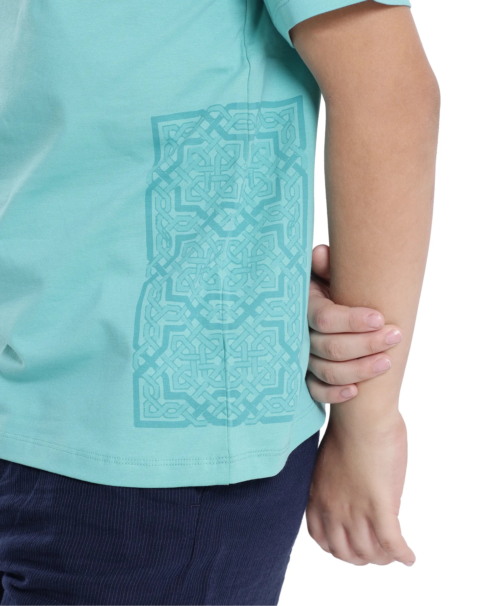 Rare Ones Kids Zilos Light Green Cotton Short Sleeve Crew Neck Print T-Shirt