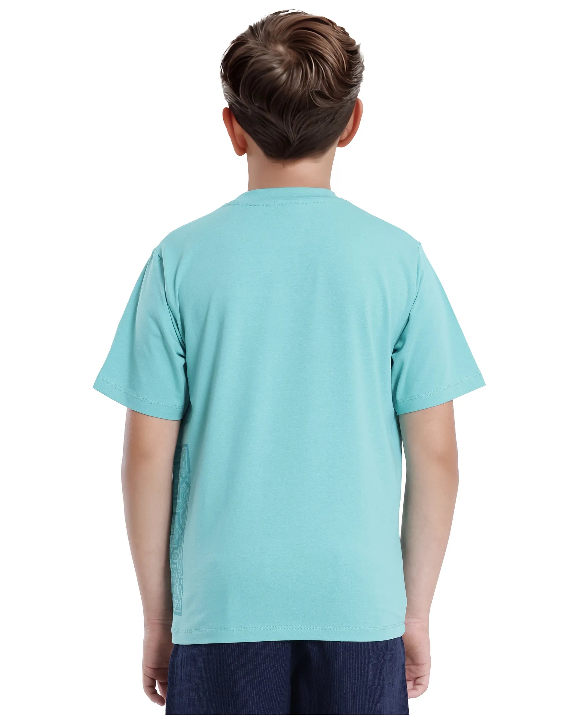 Rare Ones Kids Zilos Light Green Cotton Short Sleeve Crew Neck Print T-Shirt