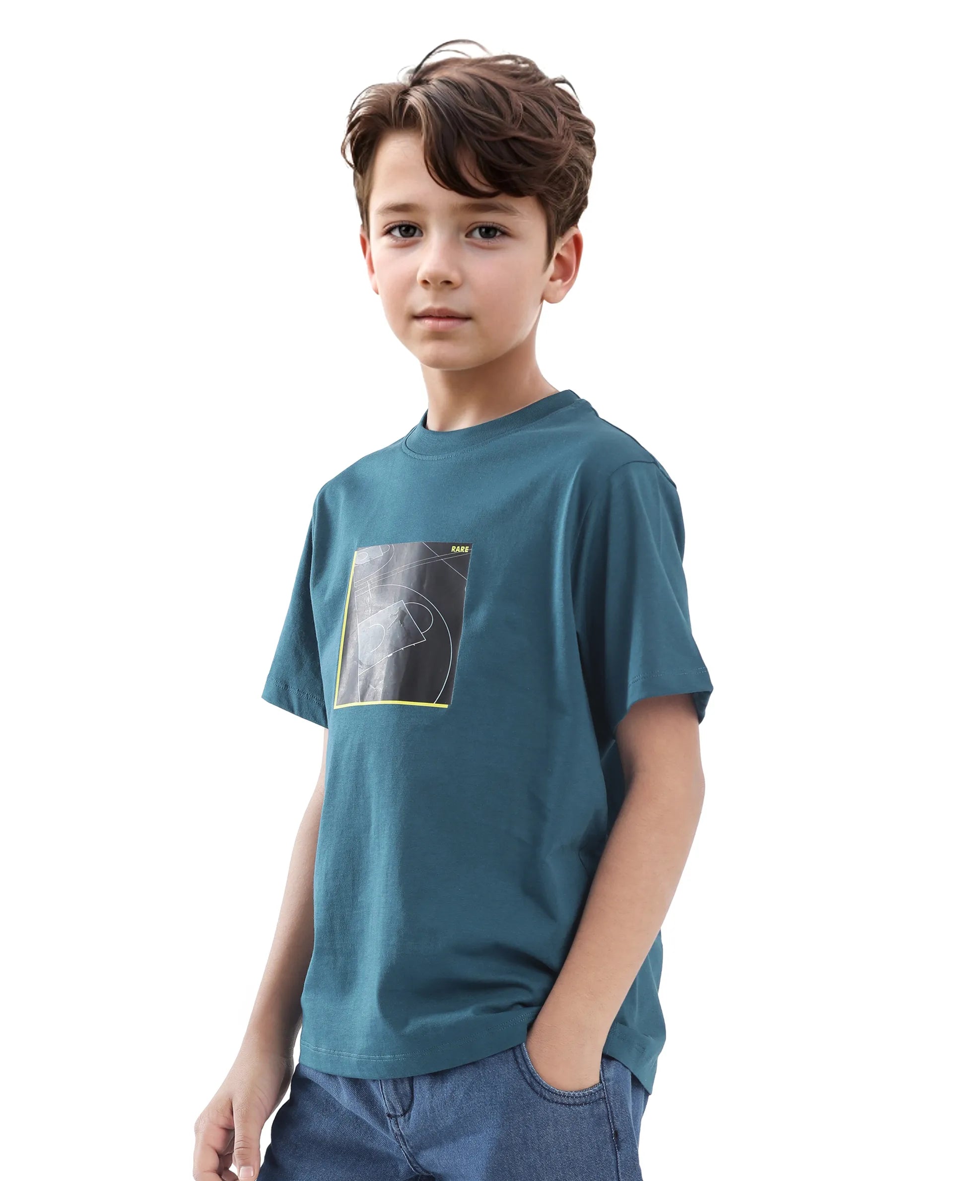Rare Ones Kids Zion Blue Cotton Half Sleeve Graphic Print Slip-On Closure Regular Fit T-Shirt