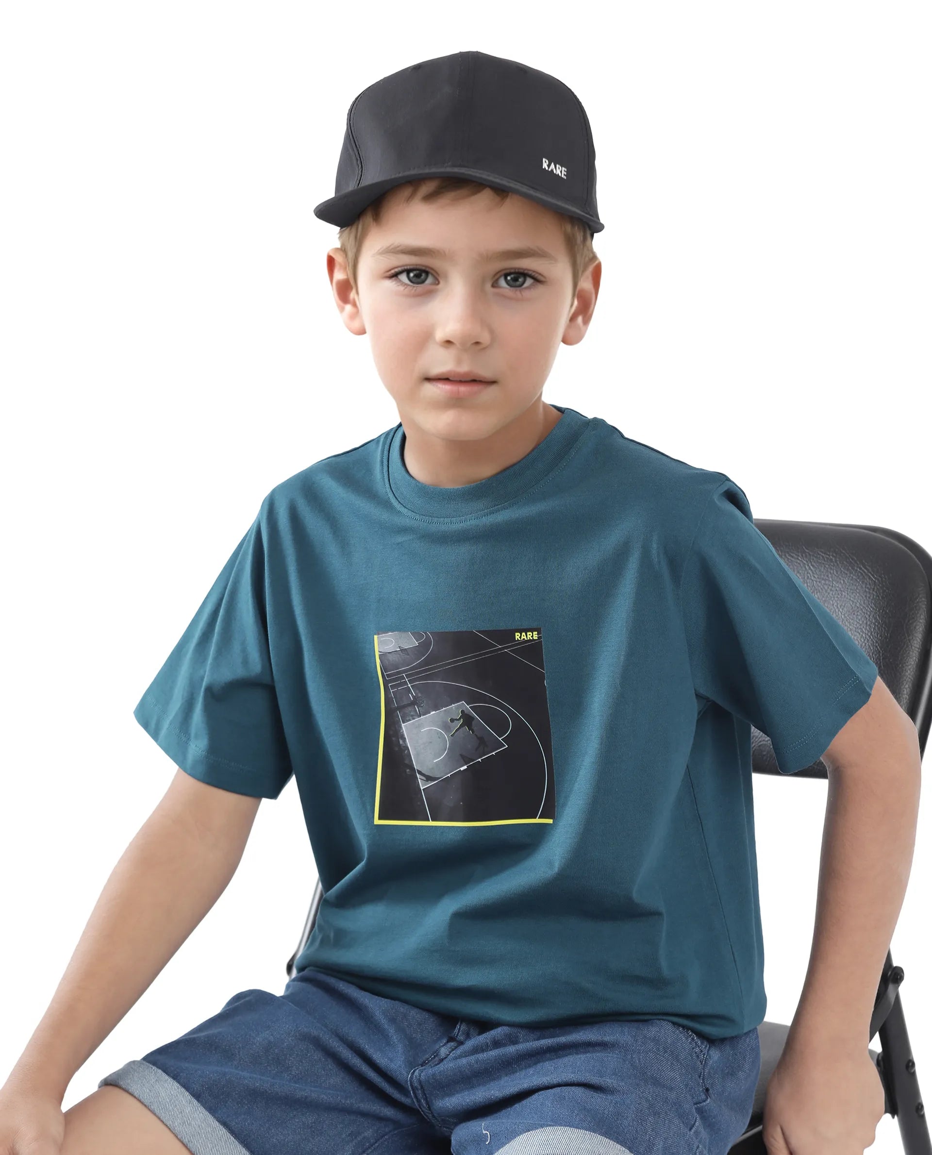 Rare Ones Kids Zion Blue Cotton Half Sleeve Graphic Print Slip-On Closure Regular Fit T-Shirt