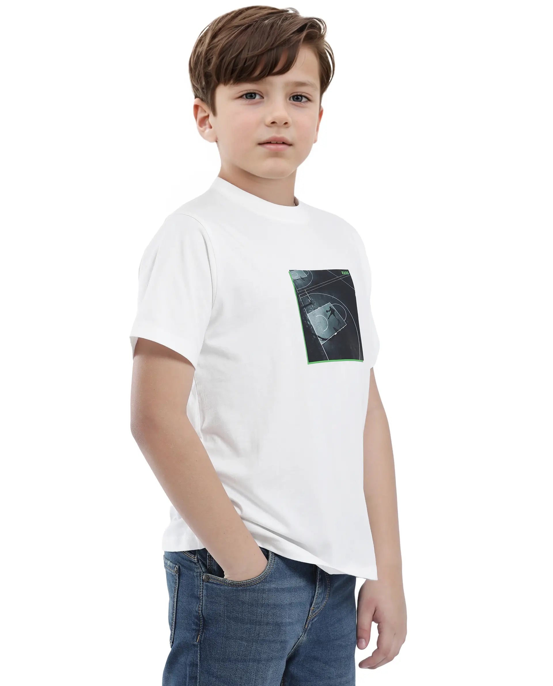 Rare Ones Kids Zion Off White Cotton Half Sleeve Graphic Print Slip-On Closure Regular Fit T-Shirt