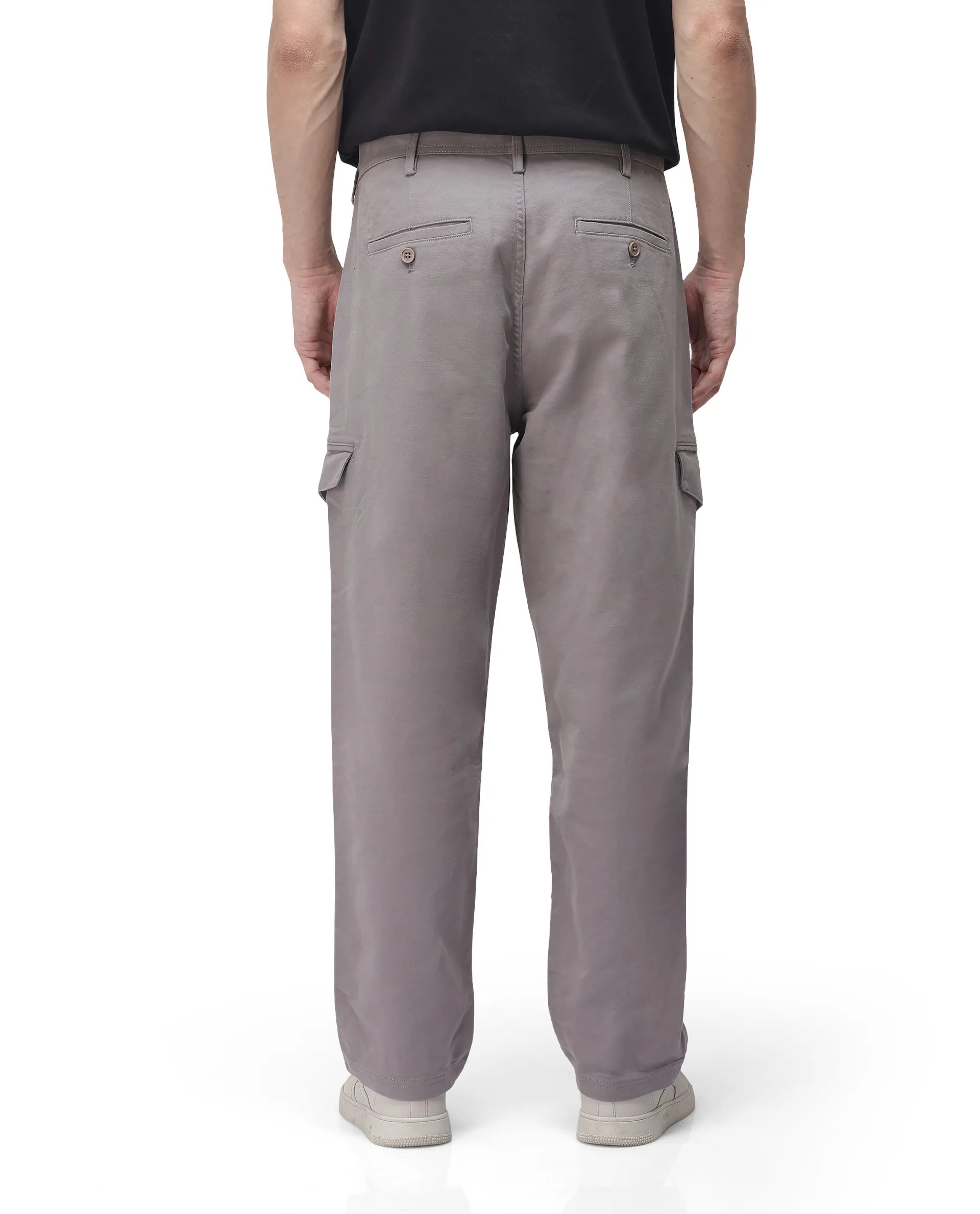 Rare Rabbit Men's Zipo Dark Grey Cotton Plain Regular Fit Trouser
