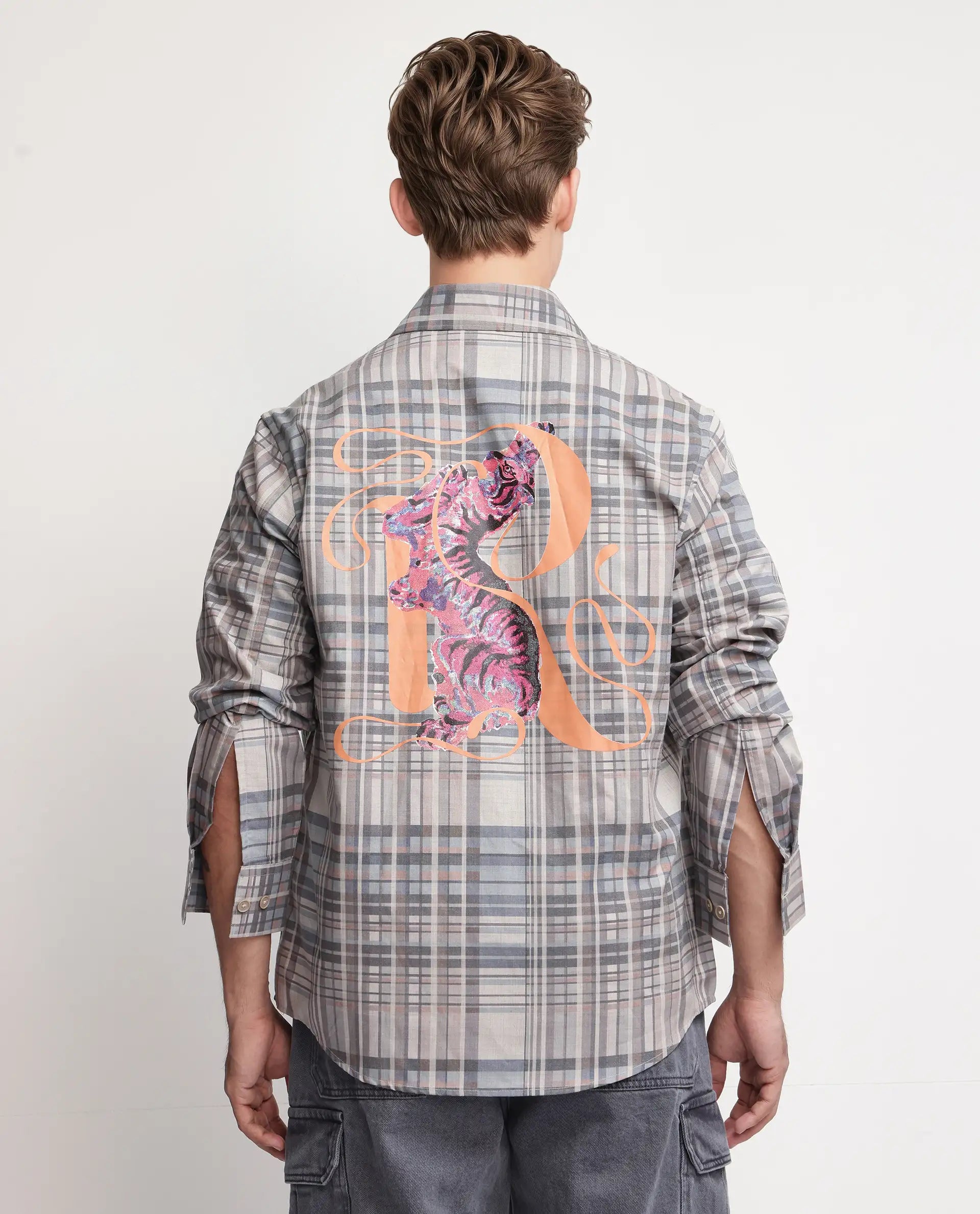 Rare Rabbit Men's Zircop Pastel Purple Cotton Fabric Full Sleeve Collared Neck Button Closure Printed Shirt