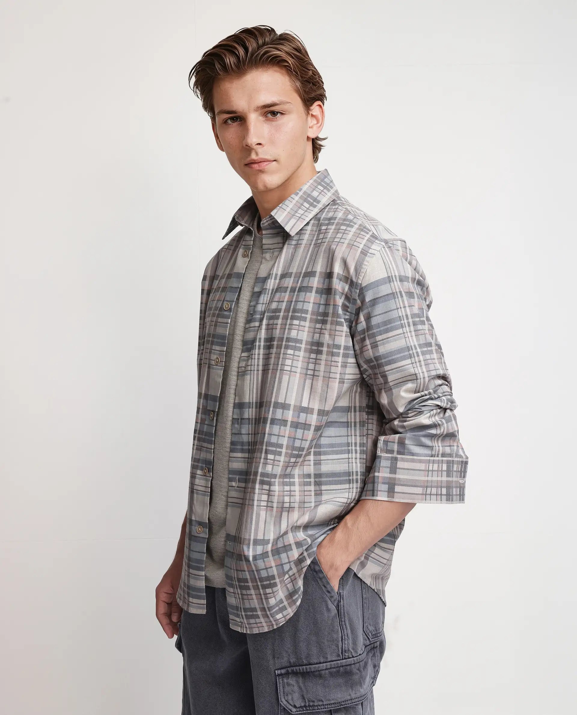 Rare Rabbit Men's Zircop Pastel Purple Cotton Fabric Full Sleeve Collared Neck Button Closure Printed Shirt