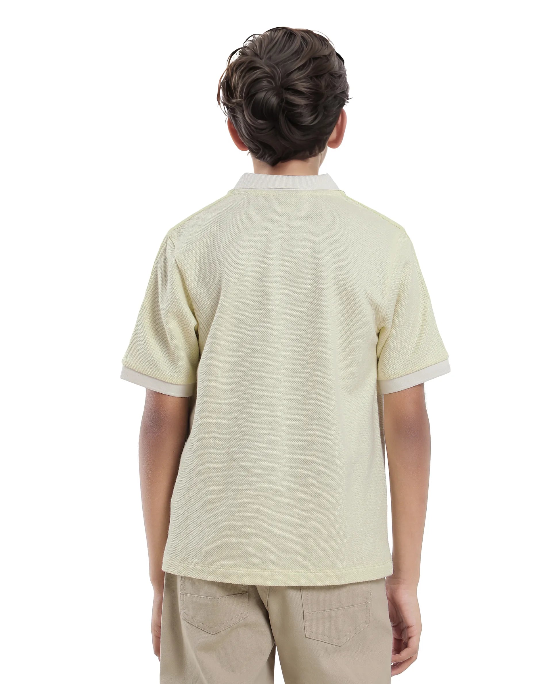 Rare Ones Kids Zolt Pastel Green Cotton Blend Polo Collar Solid Polo