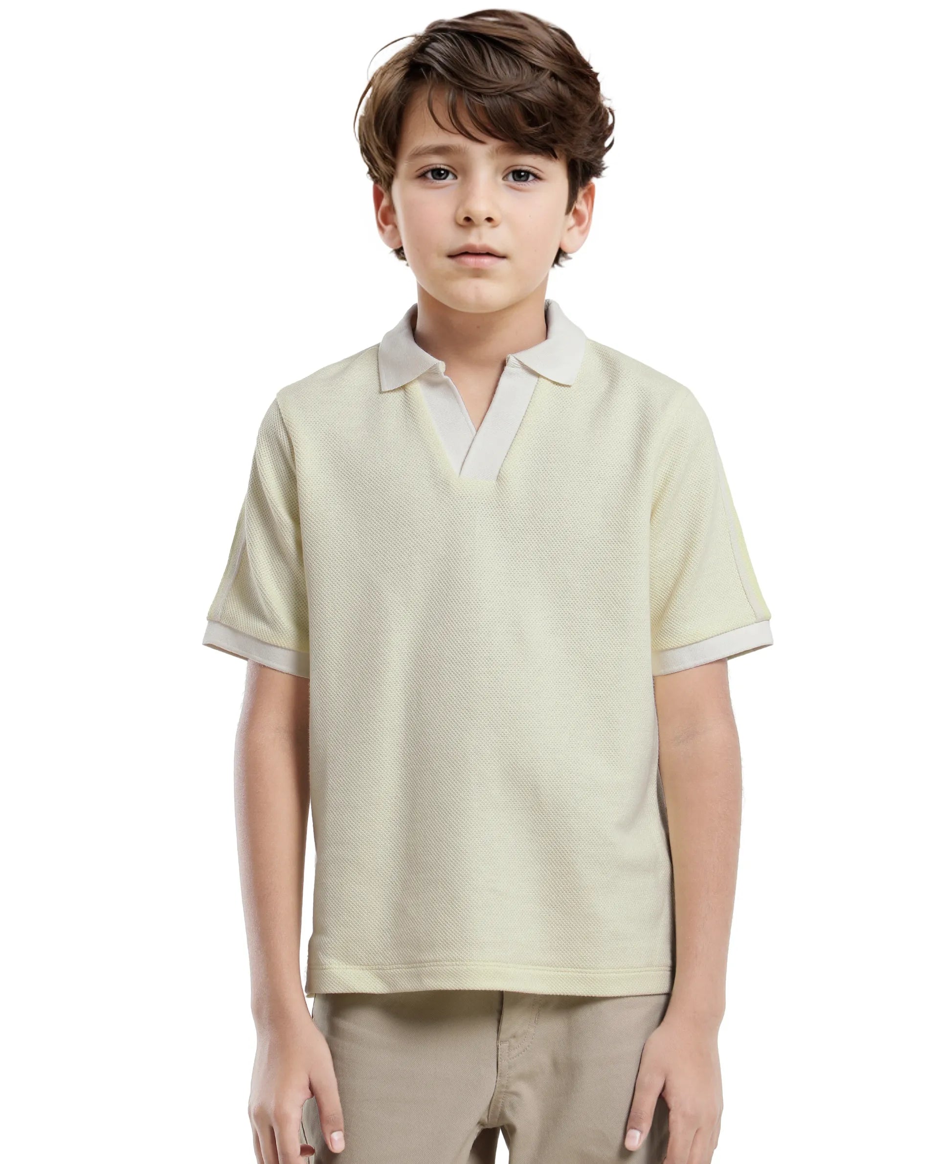 Rare Ones Kids Zolt Pastel Green Cotton Blend Polo Collar Solid Polo