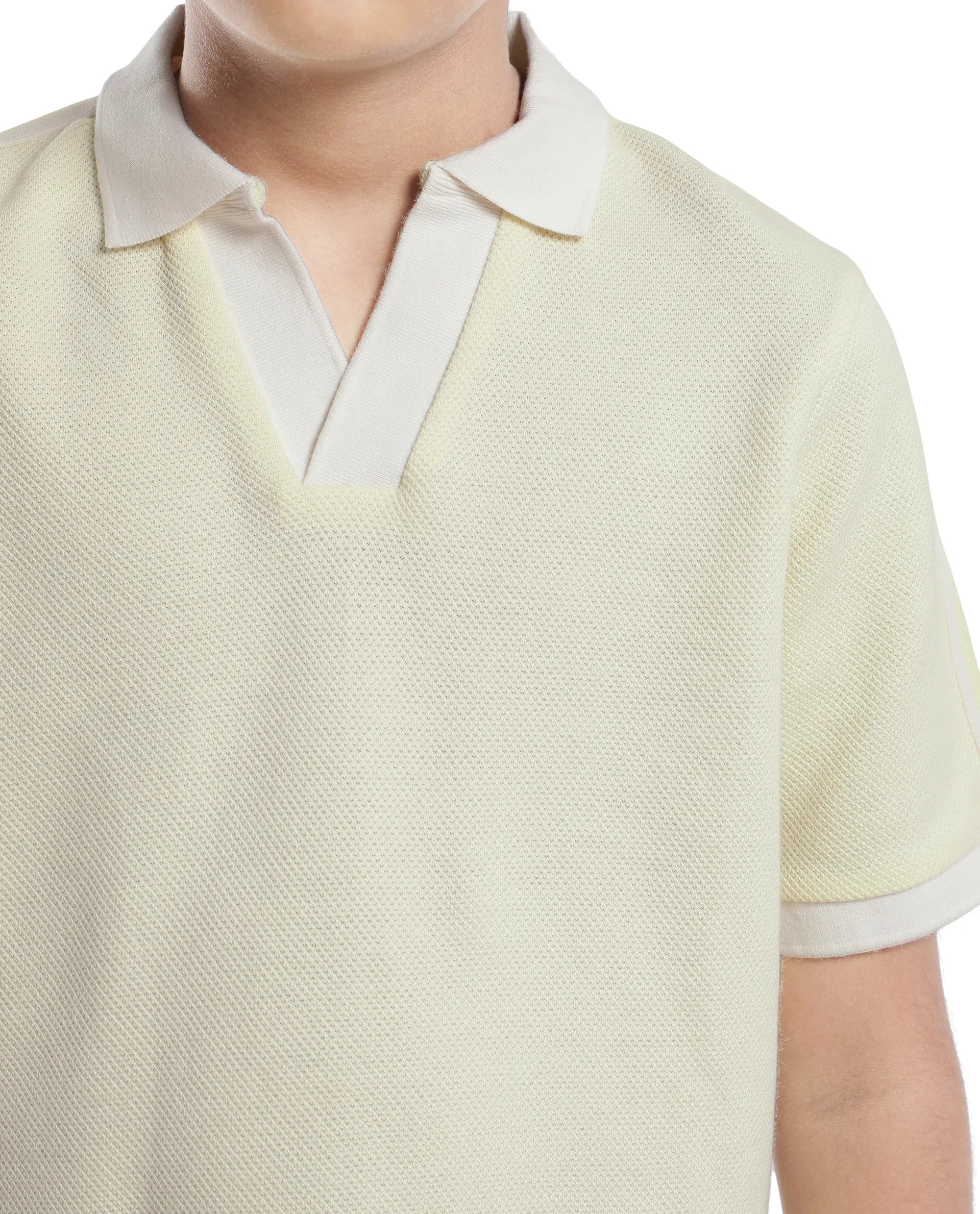 Rare Ones Kids Zolt Pastel Green Cotton Blend Polo Collar Solid Polo