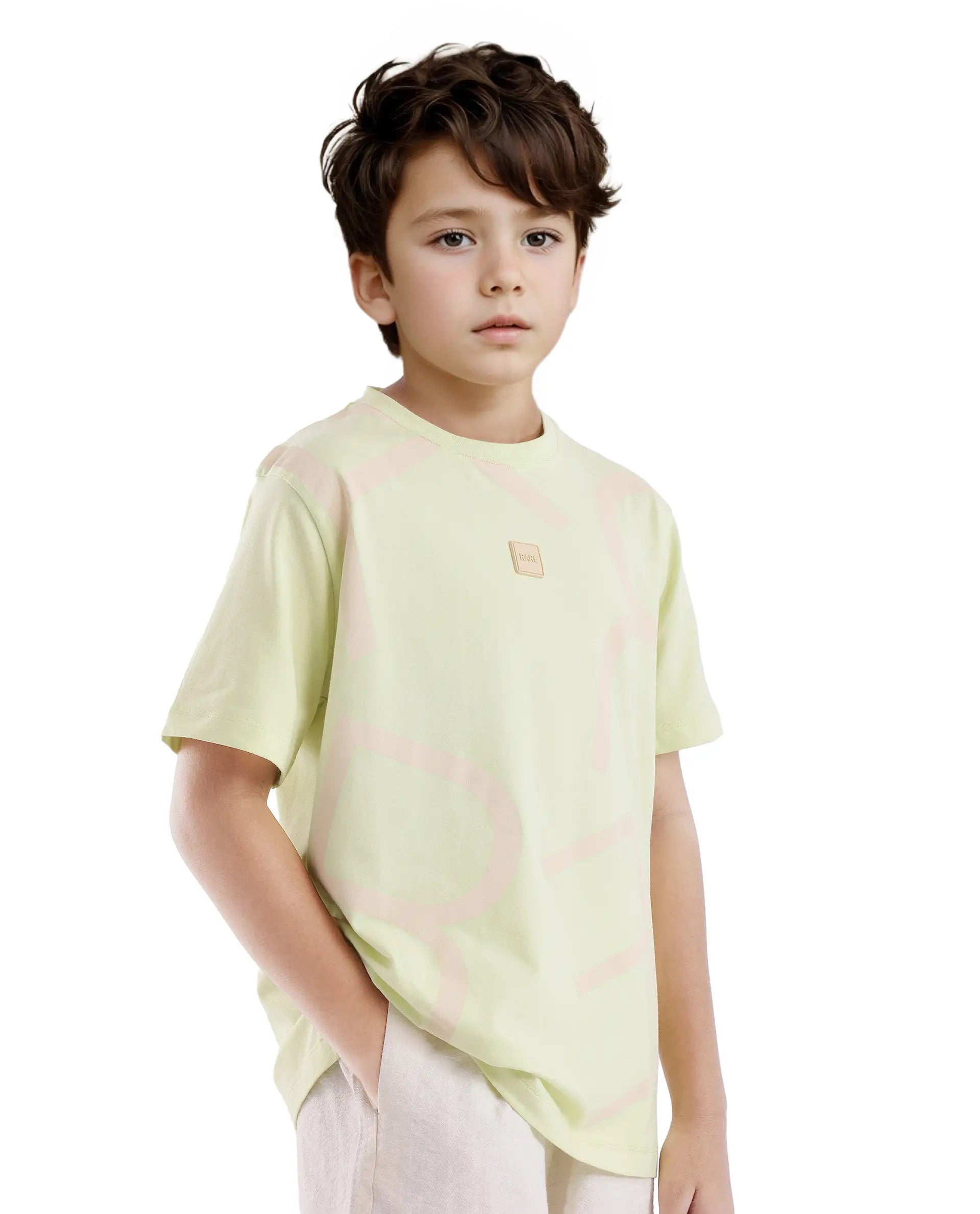 Rare Ones Kids Zon Flouroscent Green Cotton Short Sleeve Crew Neck Pigment Print T-Shirt