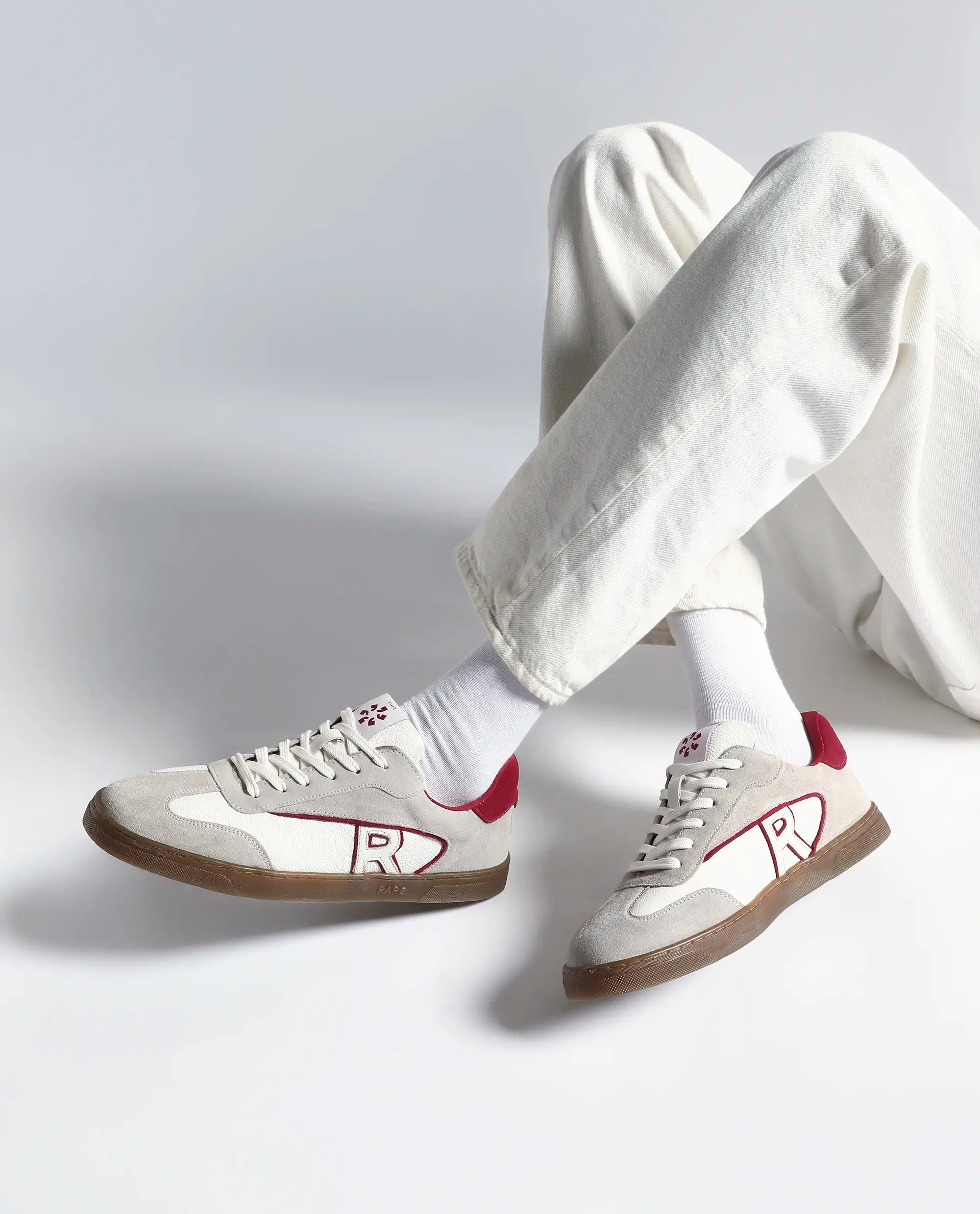 Rare Rabbit Men's Zoop Maroon Leather Lace-Up Closure Sneaker